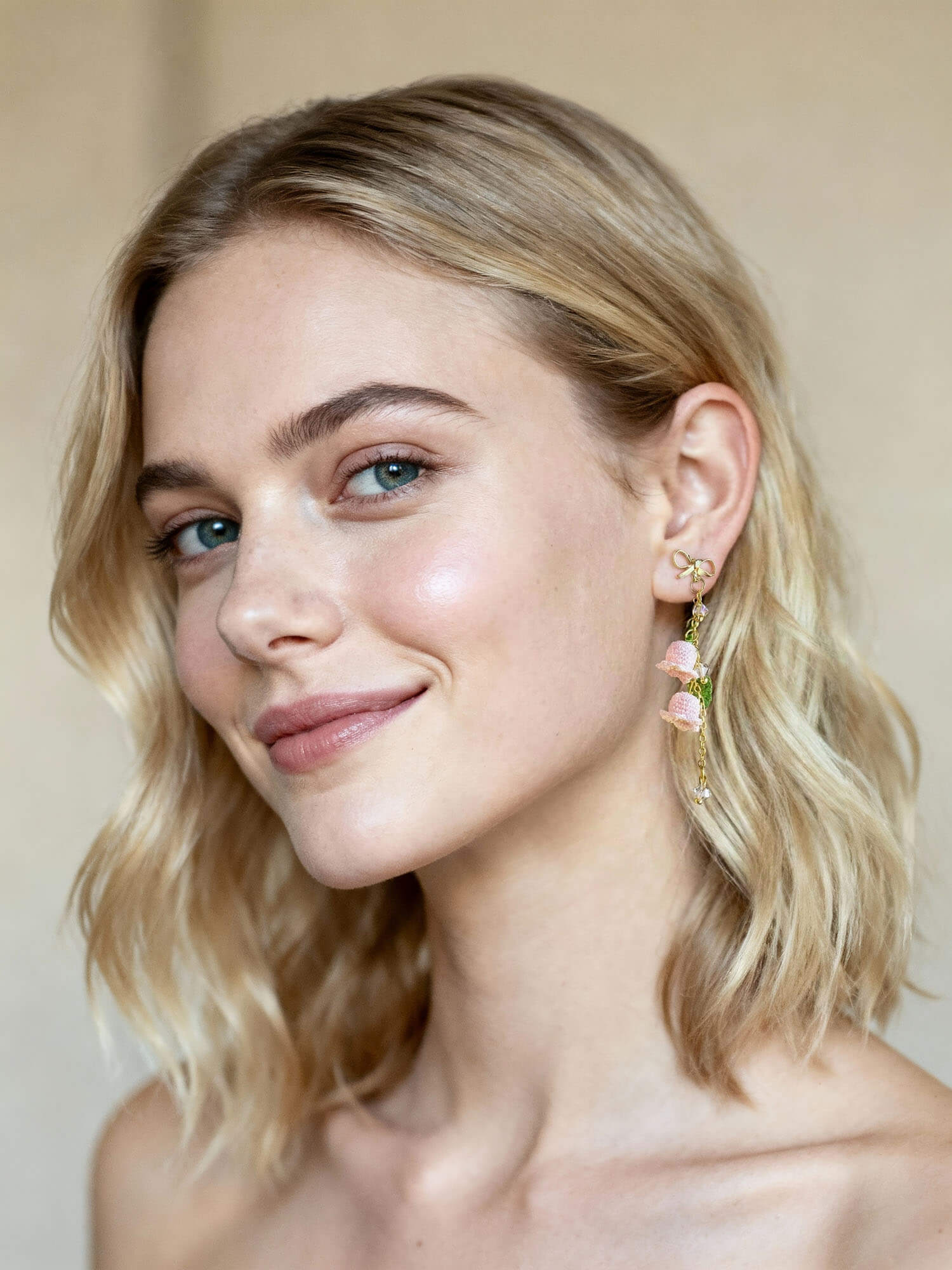 Pink Lily of the Valley Micro-Crochet Earrings