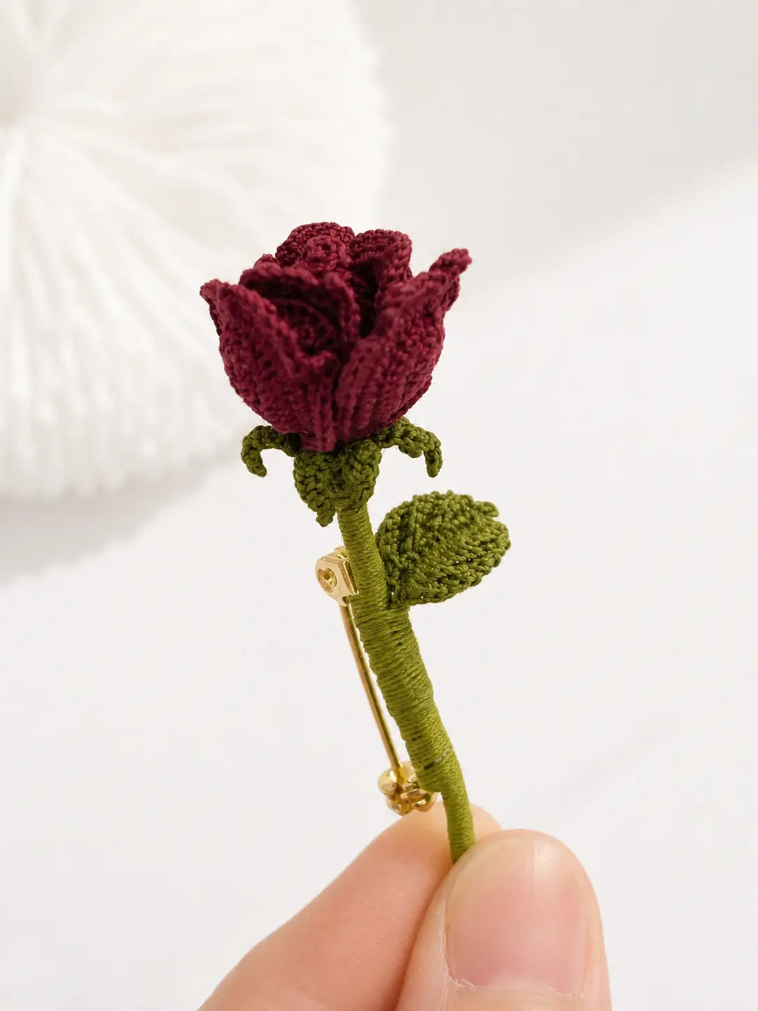 Burgundy Rose Brooch