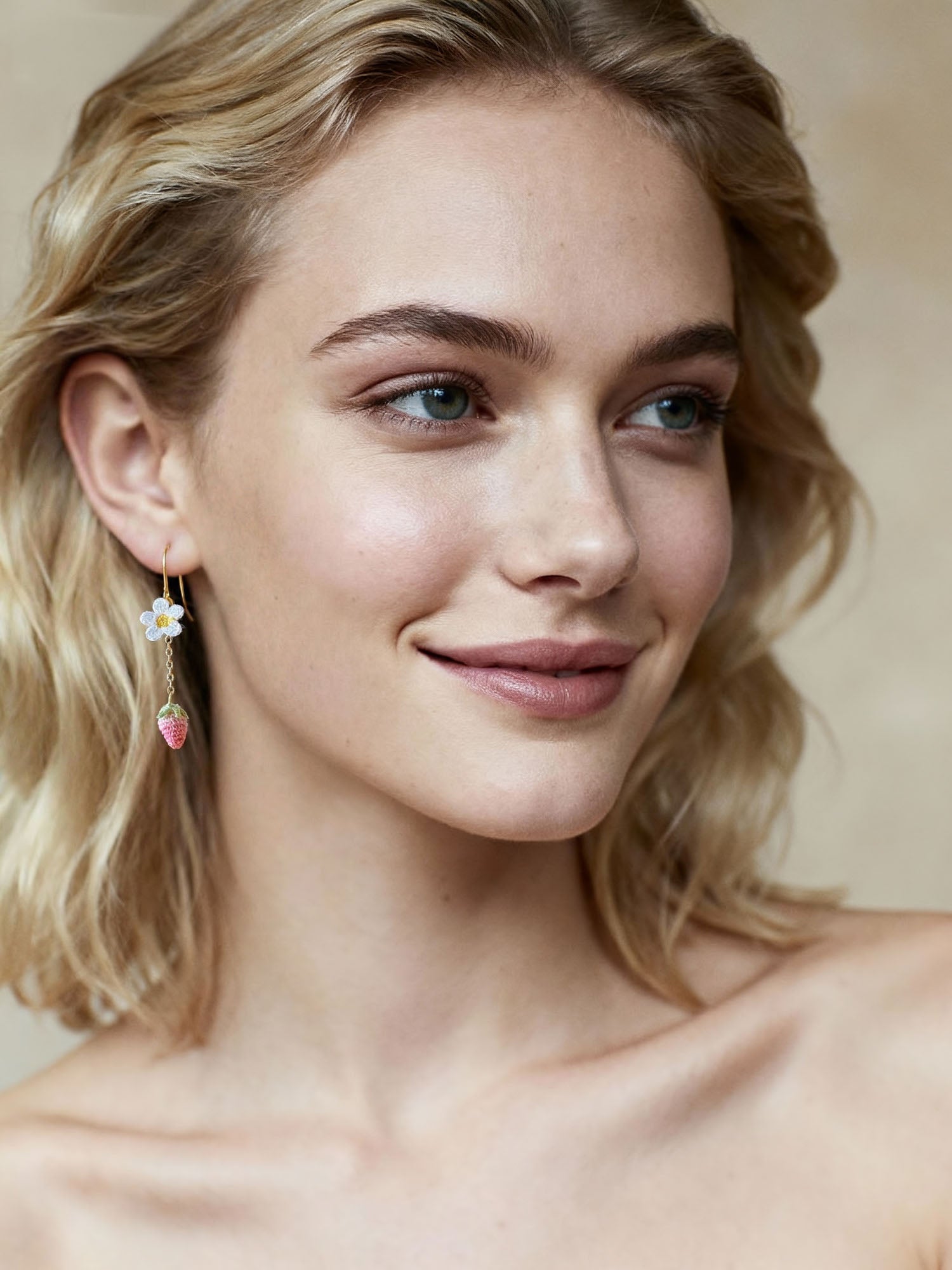 Micro Crochet Earrings |  Pink Strawberry