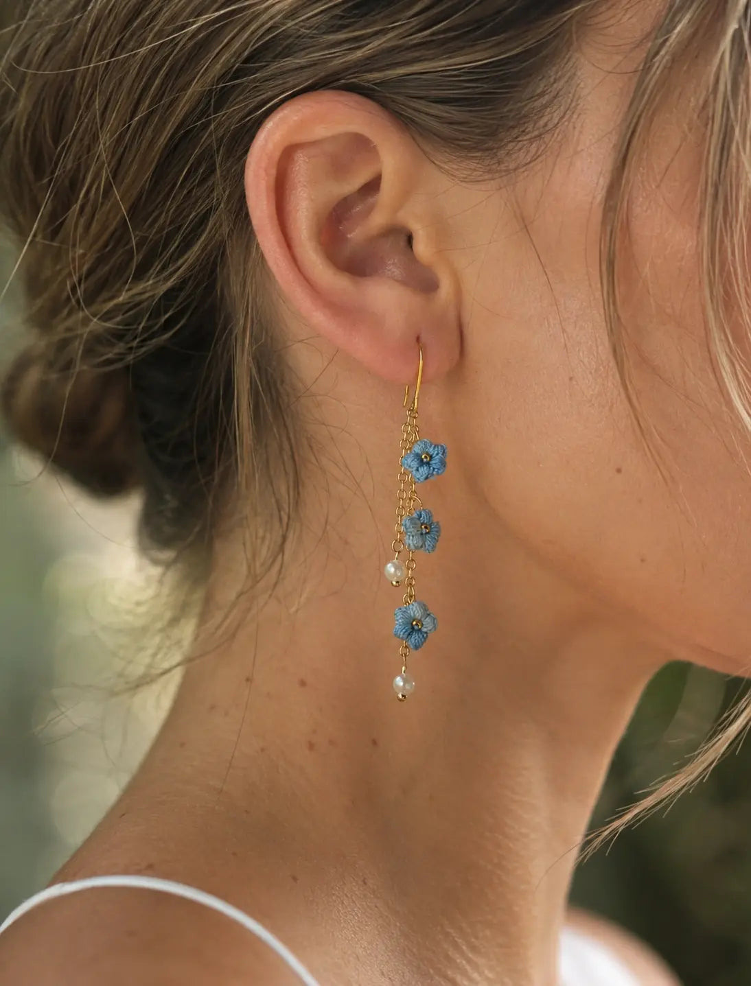 Puff Flower Drop Earrings