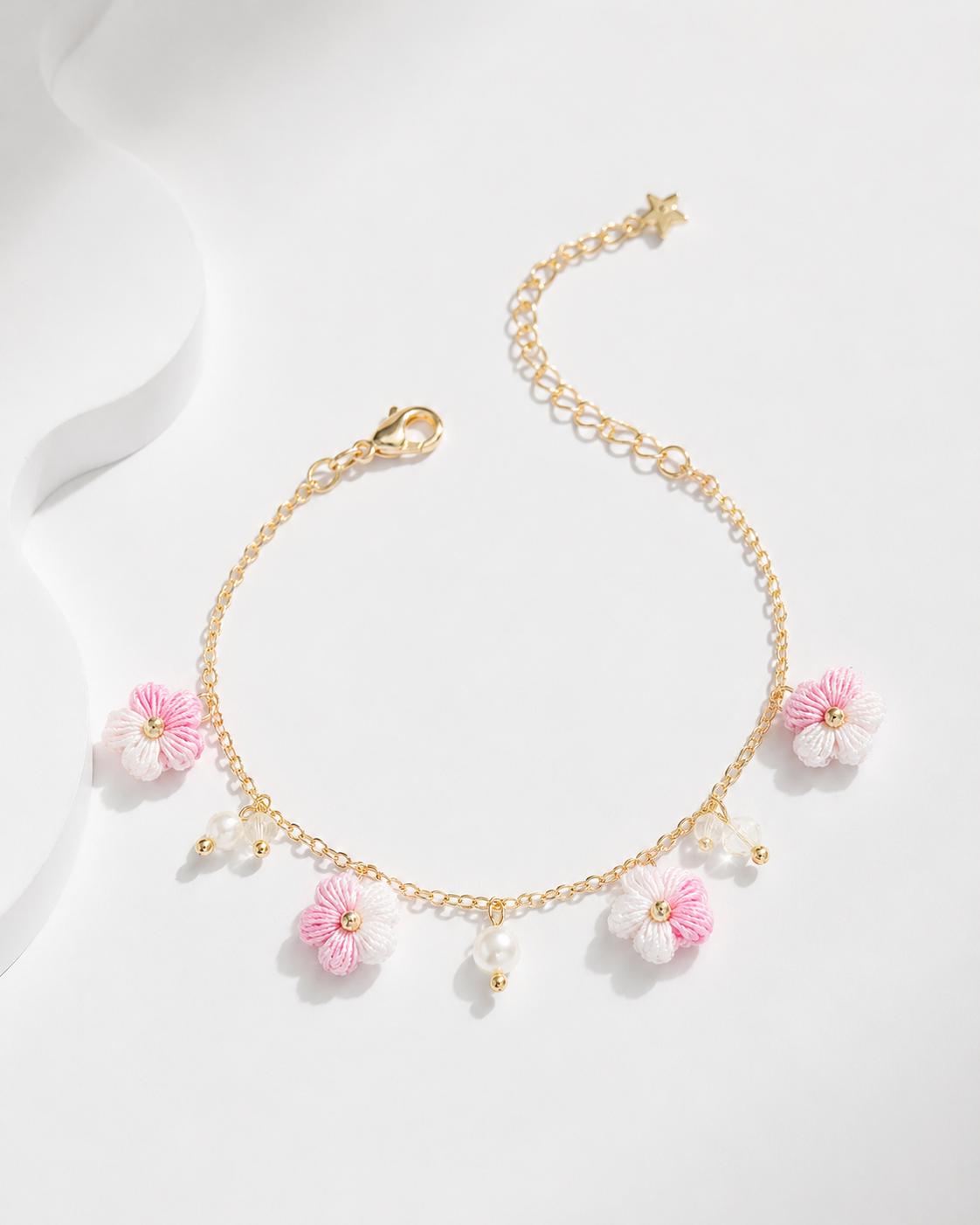 Micro Crochet Bracelet  |  Puff Flowers