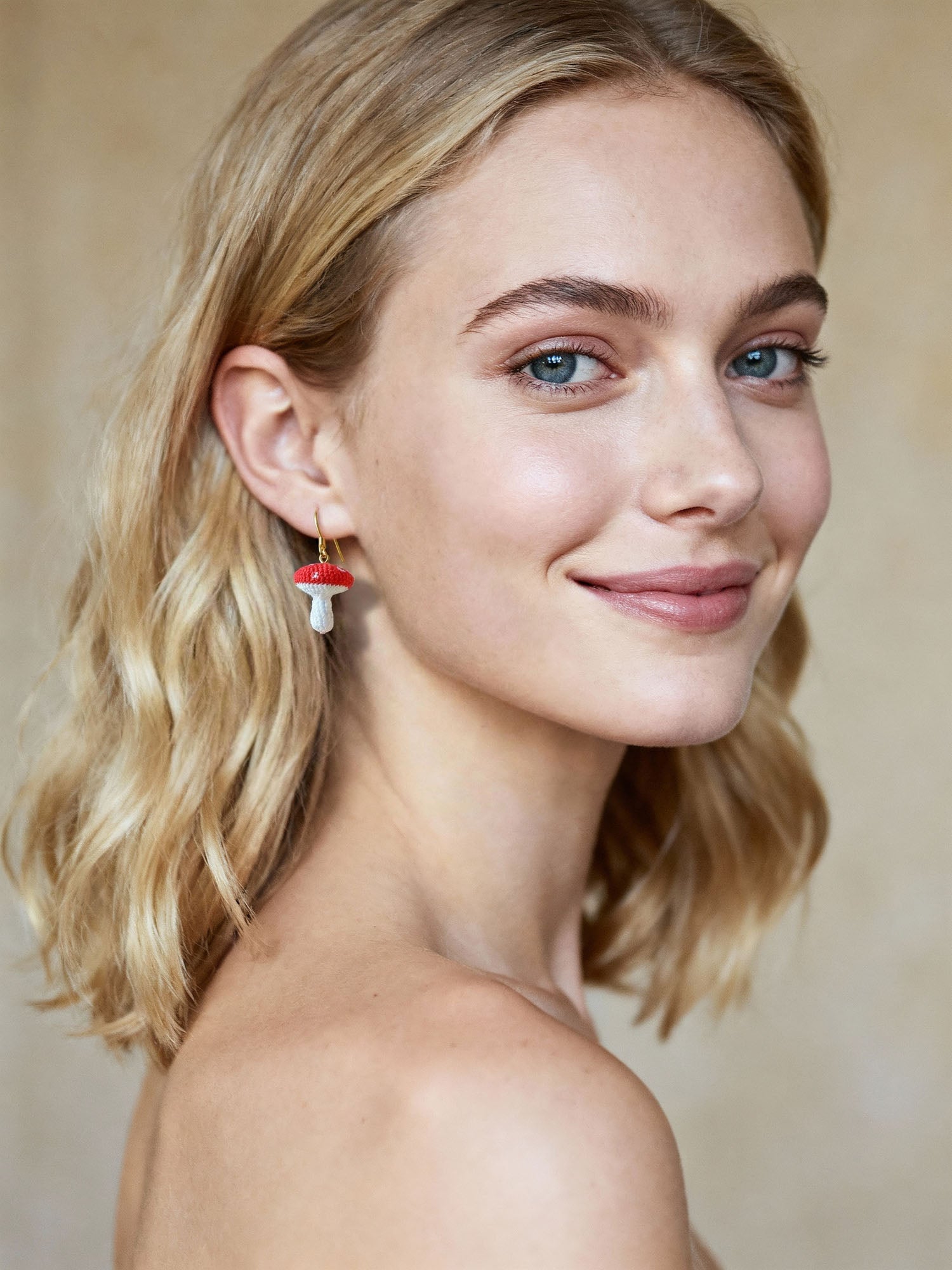Micro Crochet Earrings | Mushroom