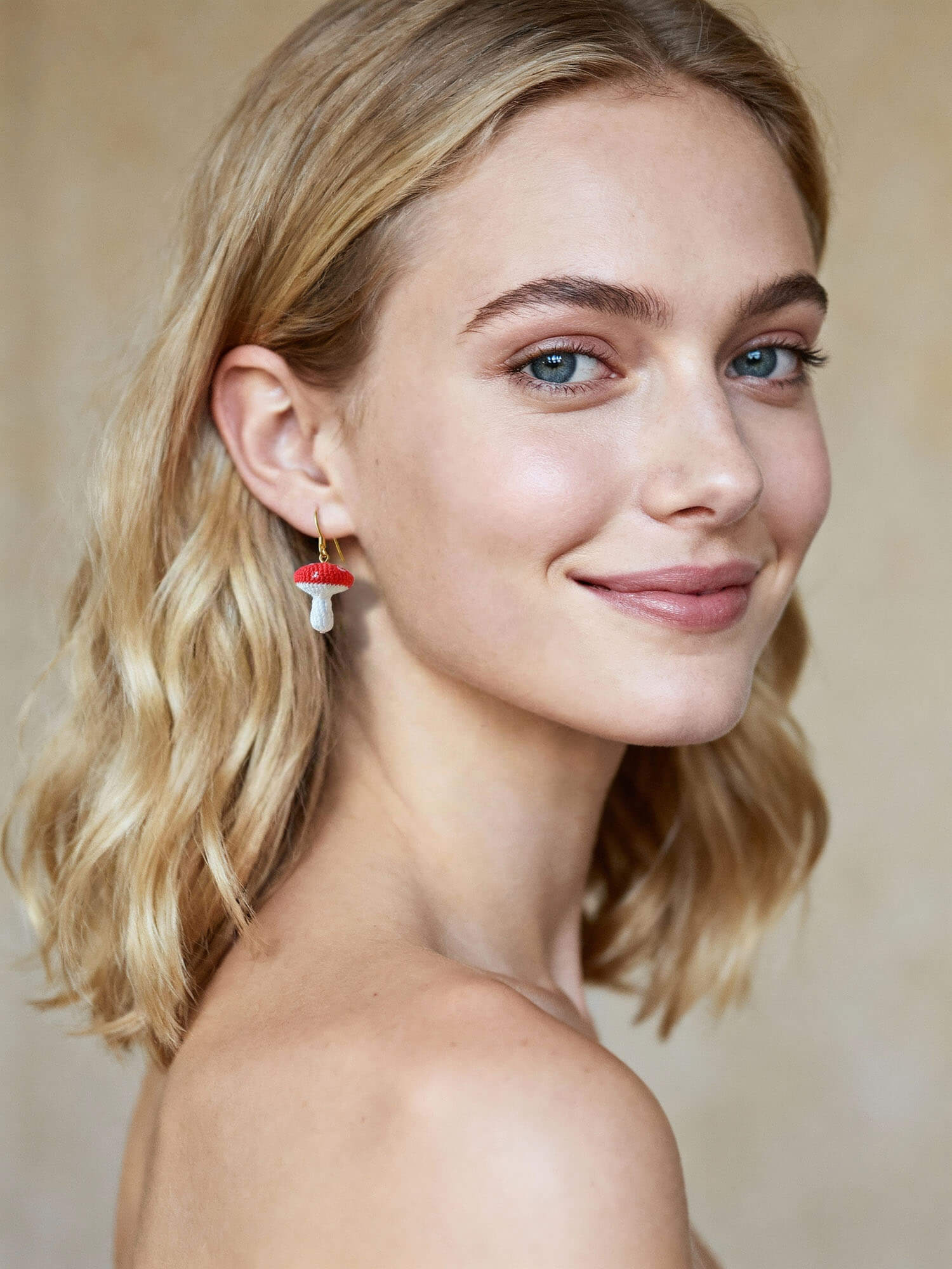 Woodland Mushroom Drop Micro-Crochet Earrings