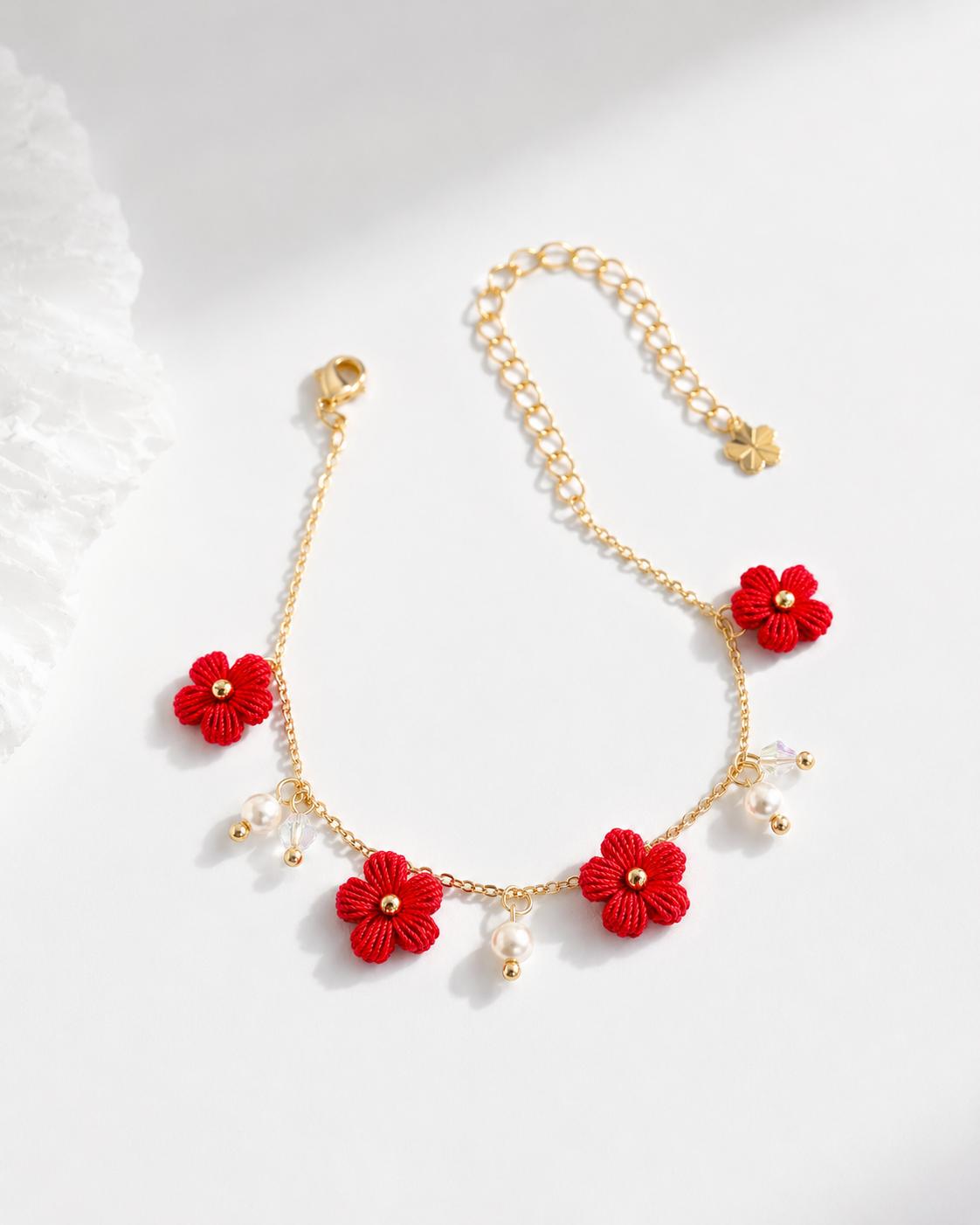 Micro Crochet Bracelet  |  Puff Flowers