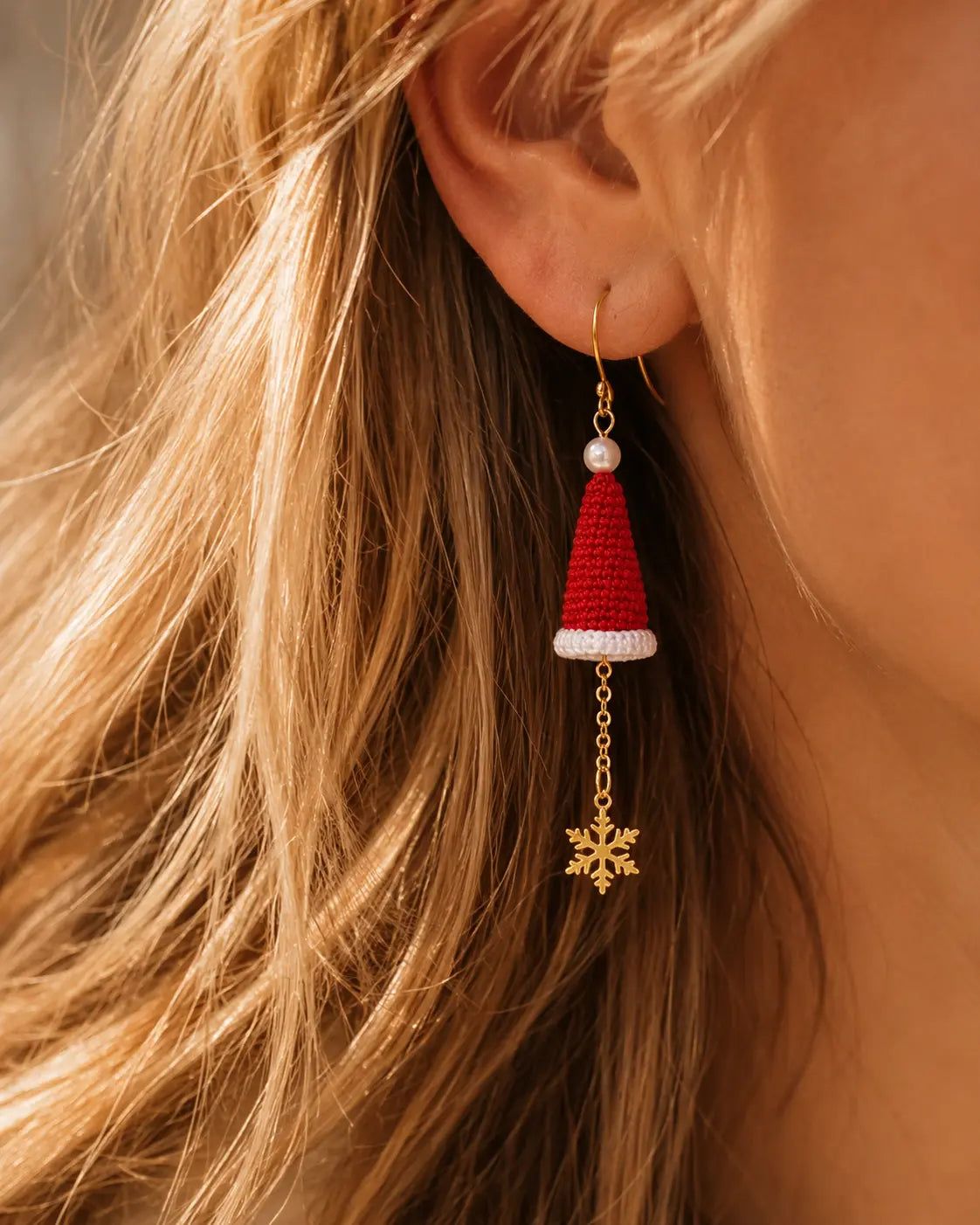 Santa Hat & Snowflake Dangle Earrings