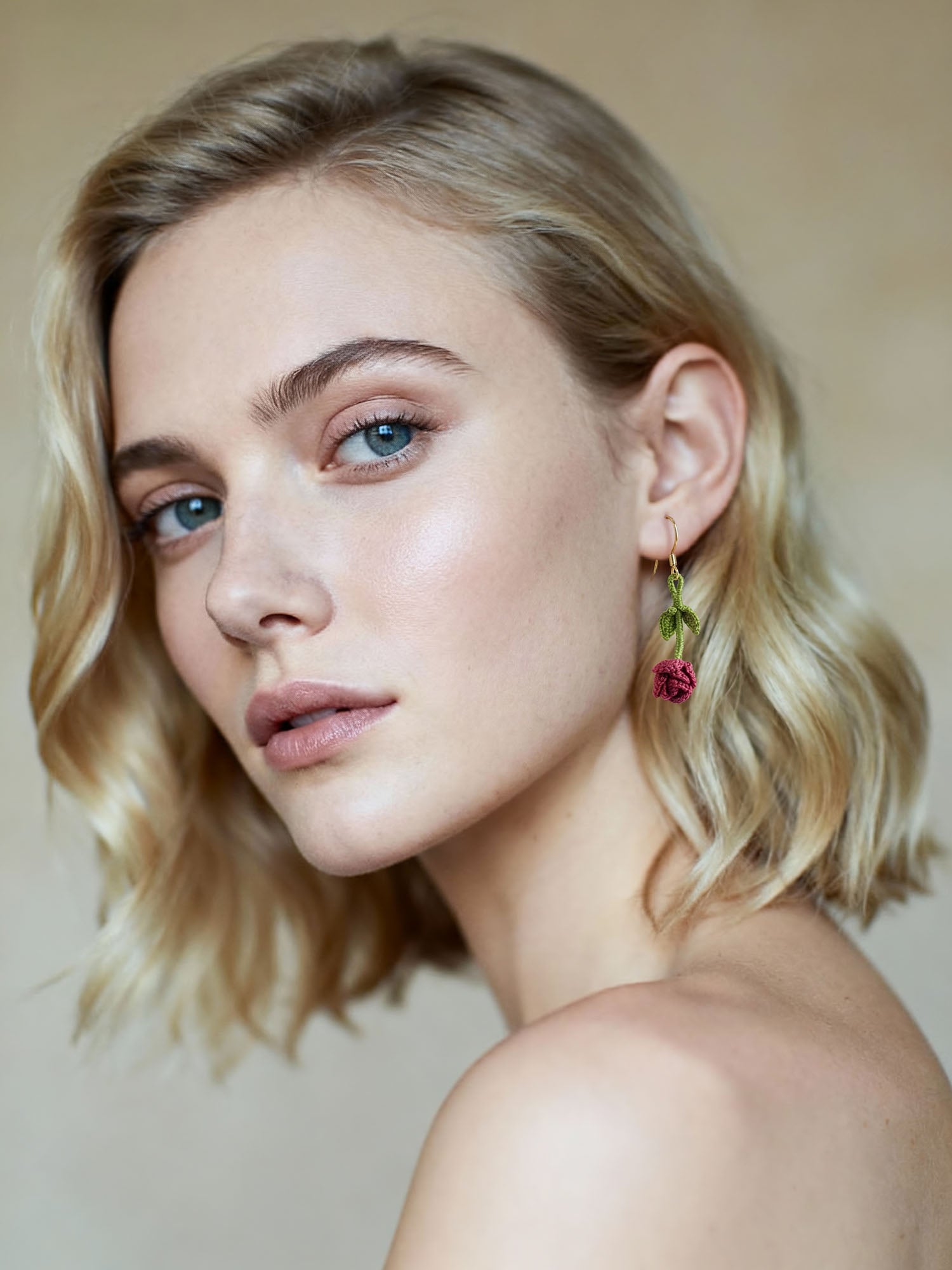 Micro Crochet Earrings | Rose