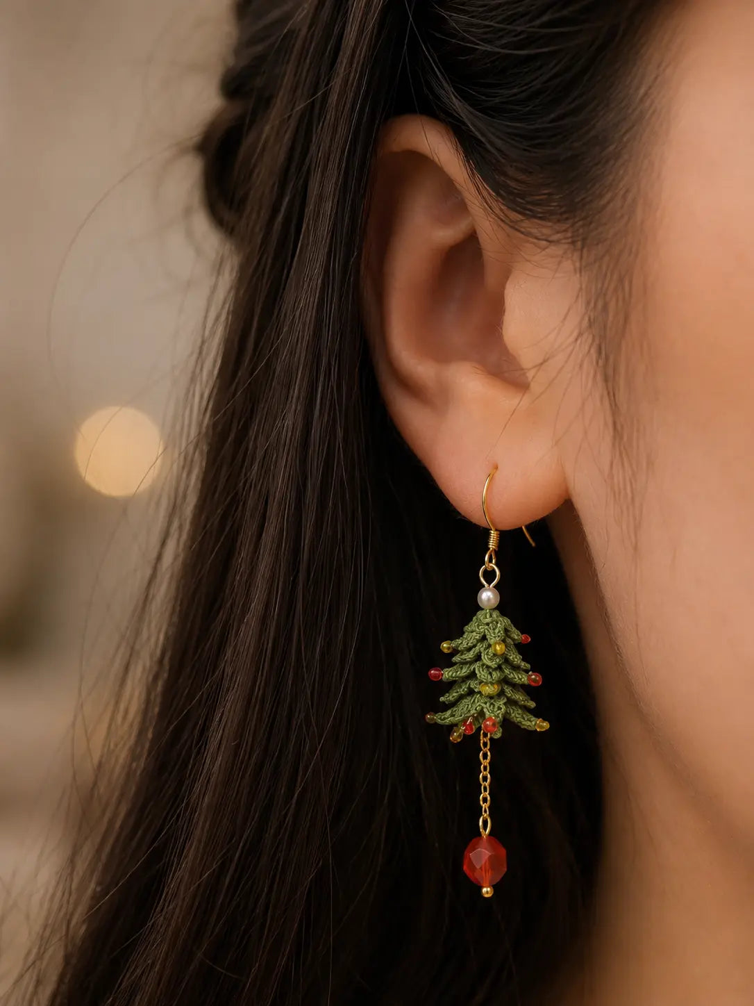 Festive Christmas Tree Dangle Earrings