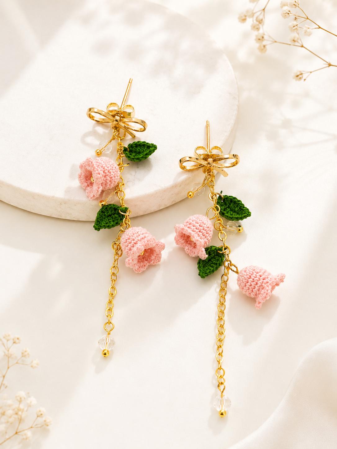Pink Lily of the Valley Earrings