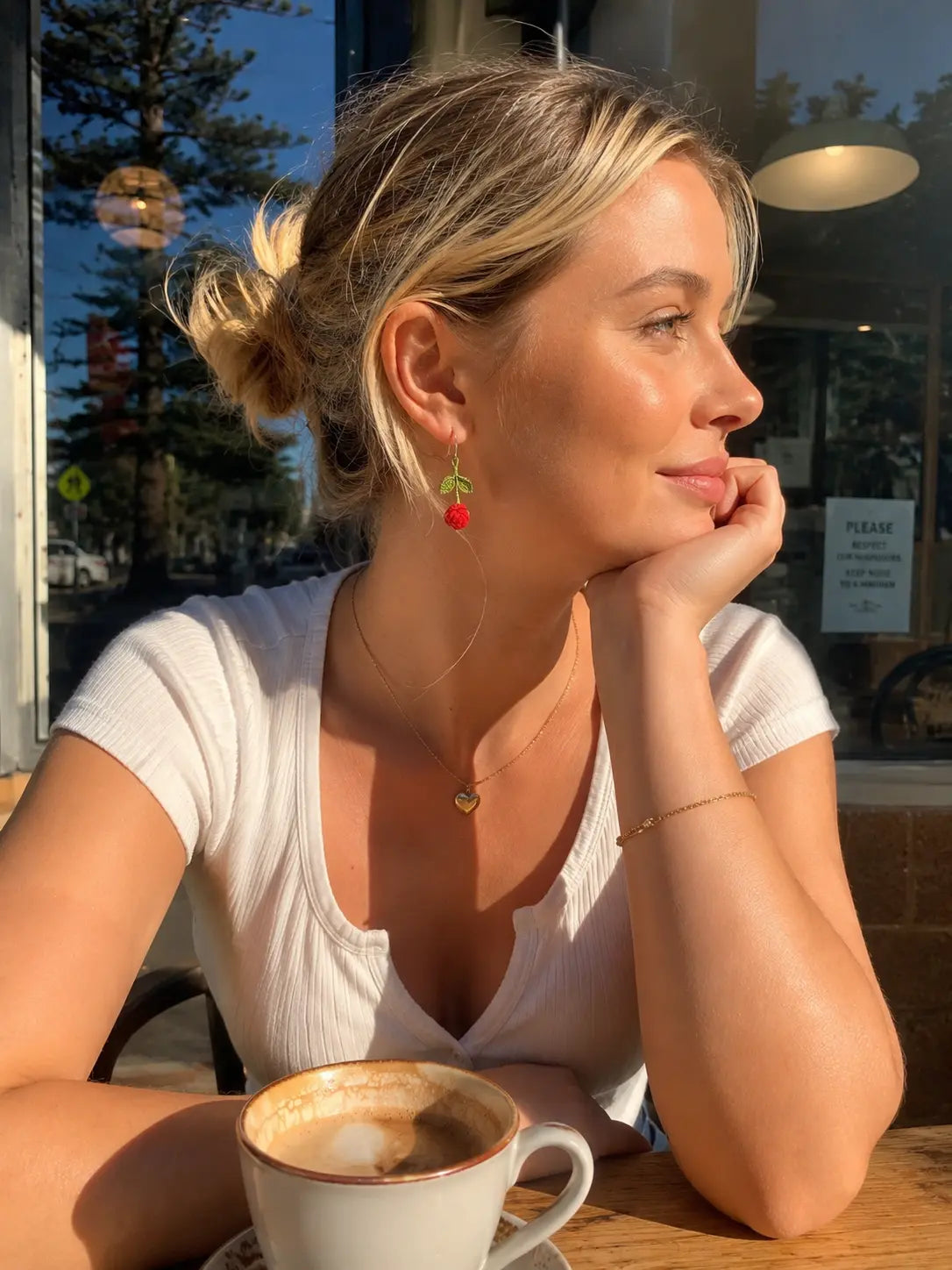 Red Rose Bud Drop Earrings