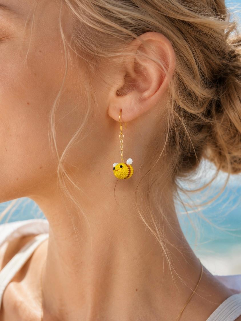 Bees Micro-Crochet Earrings