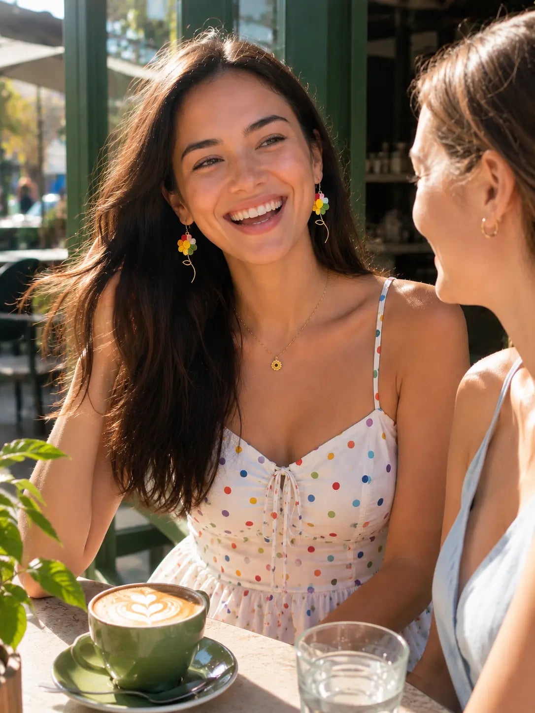 Spinning Rainbow Flower Drop Earrings