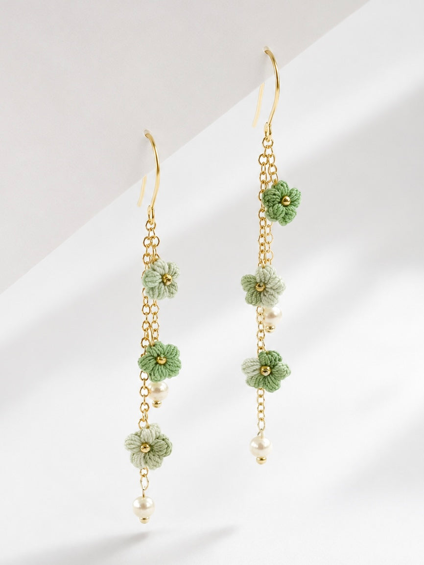 Puff Flower Drop Earrings