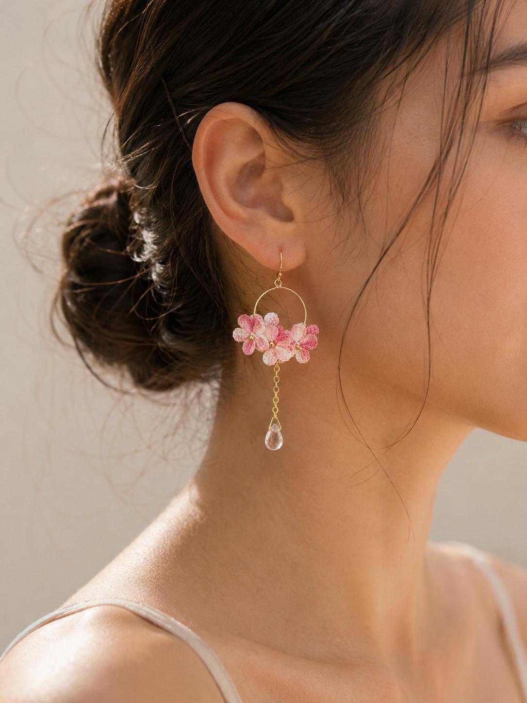 Blossom Halo Drop Micro-Crochet Earrings