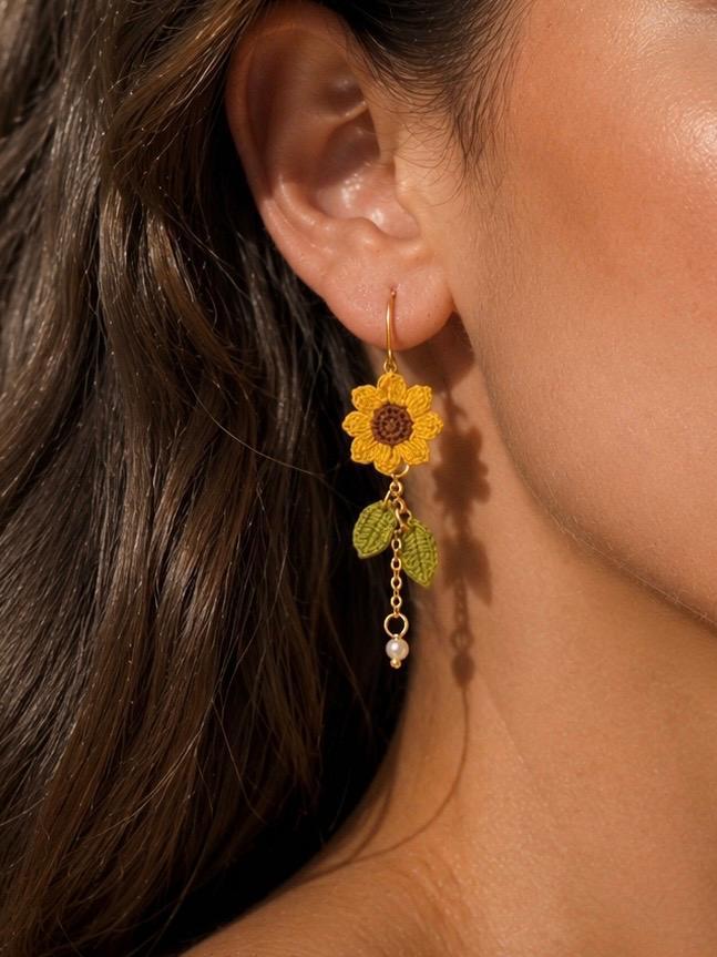 Sunflower Micro-Crochet Earrings