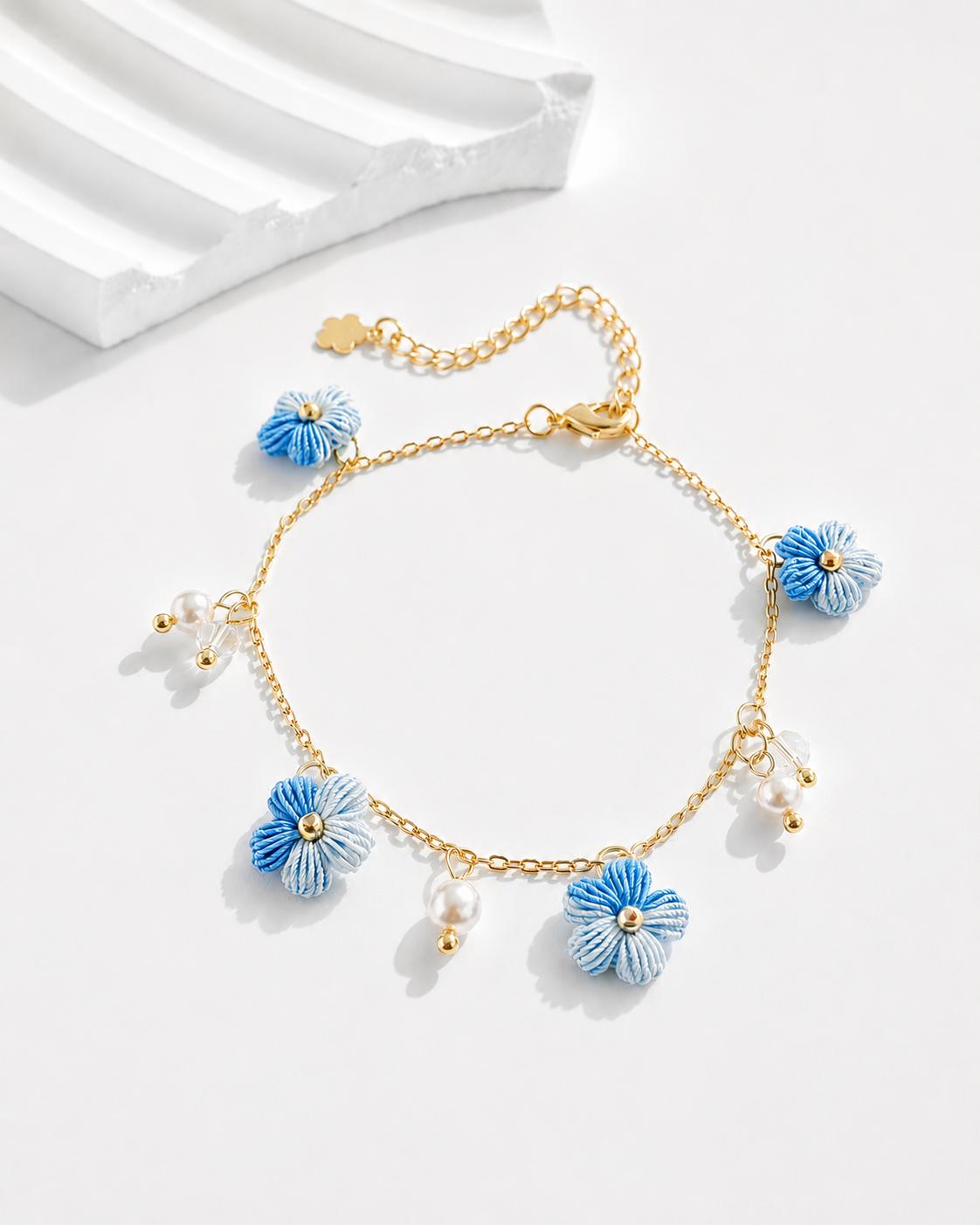 Micro Crochet Bracelet  |  Puff Flowers