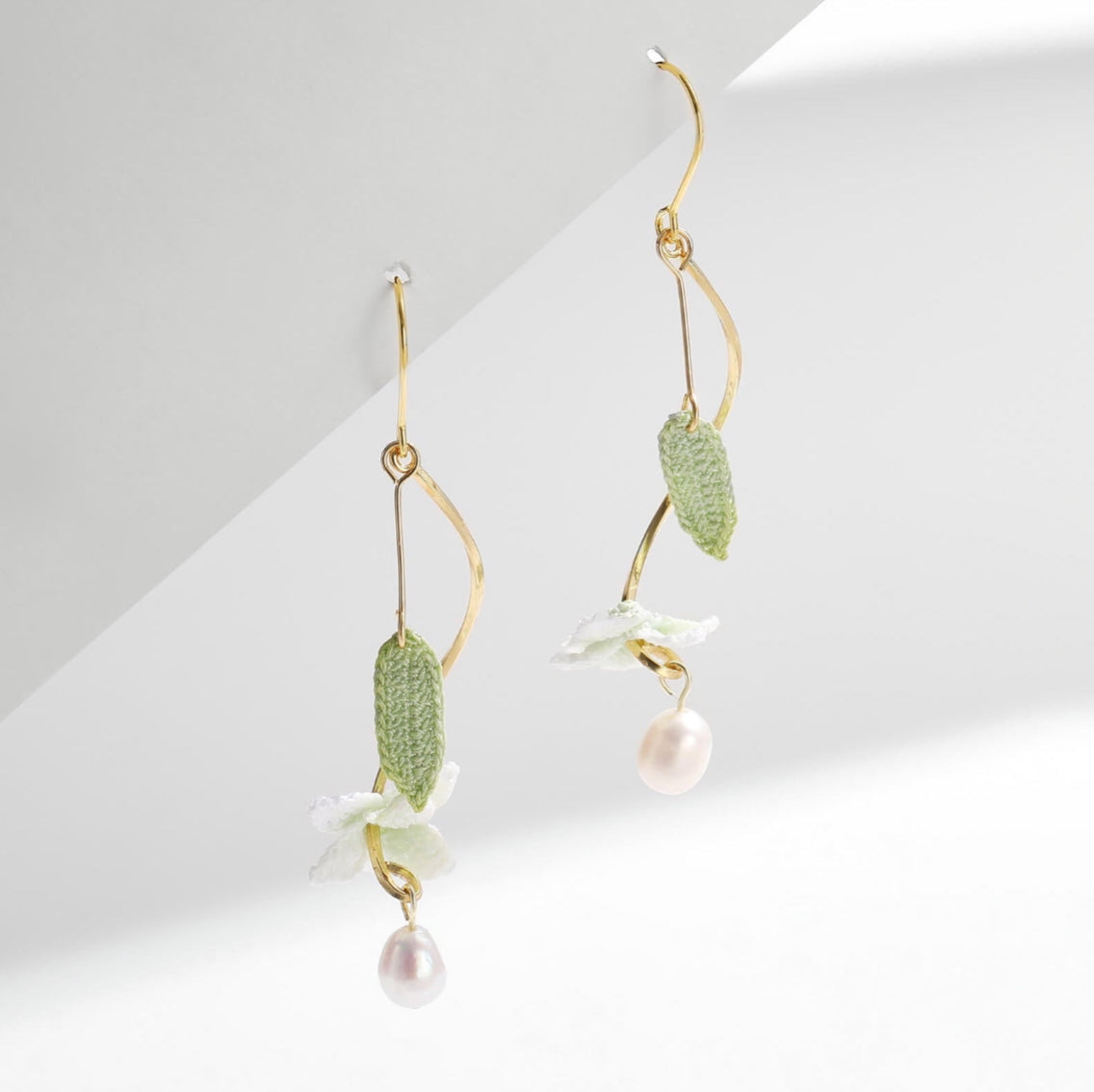 Lily & Pearl Spiral Drop Micro-Crochet Earrings