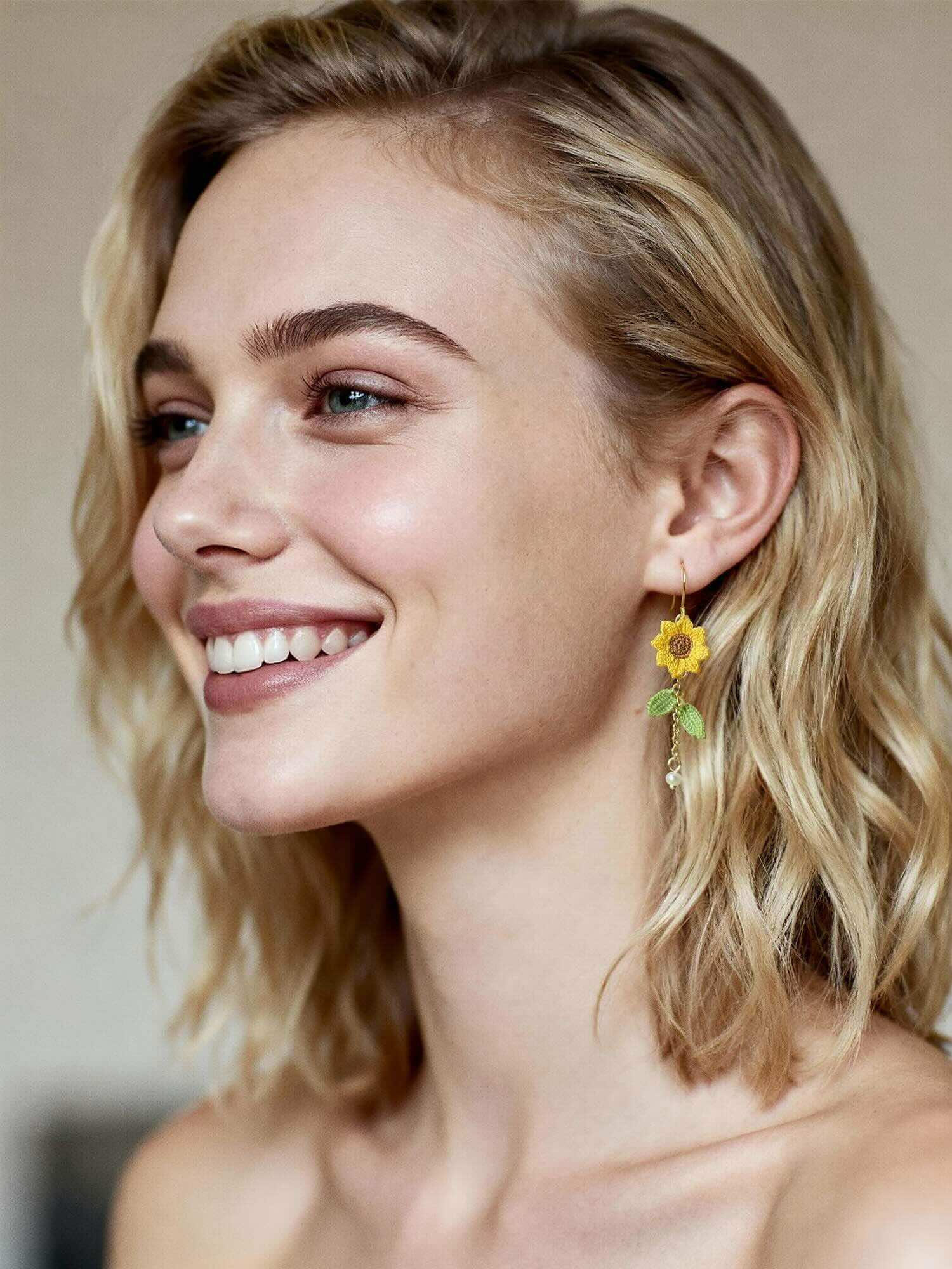 Sunflowers Micro-Crochet Earrings