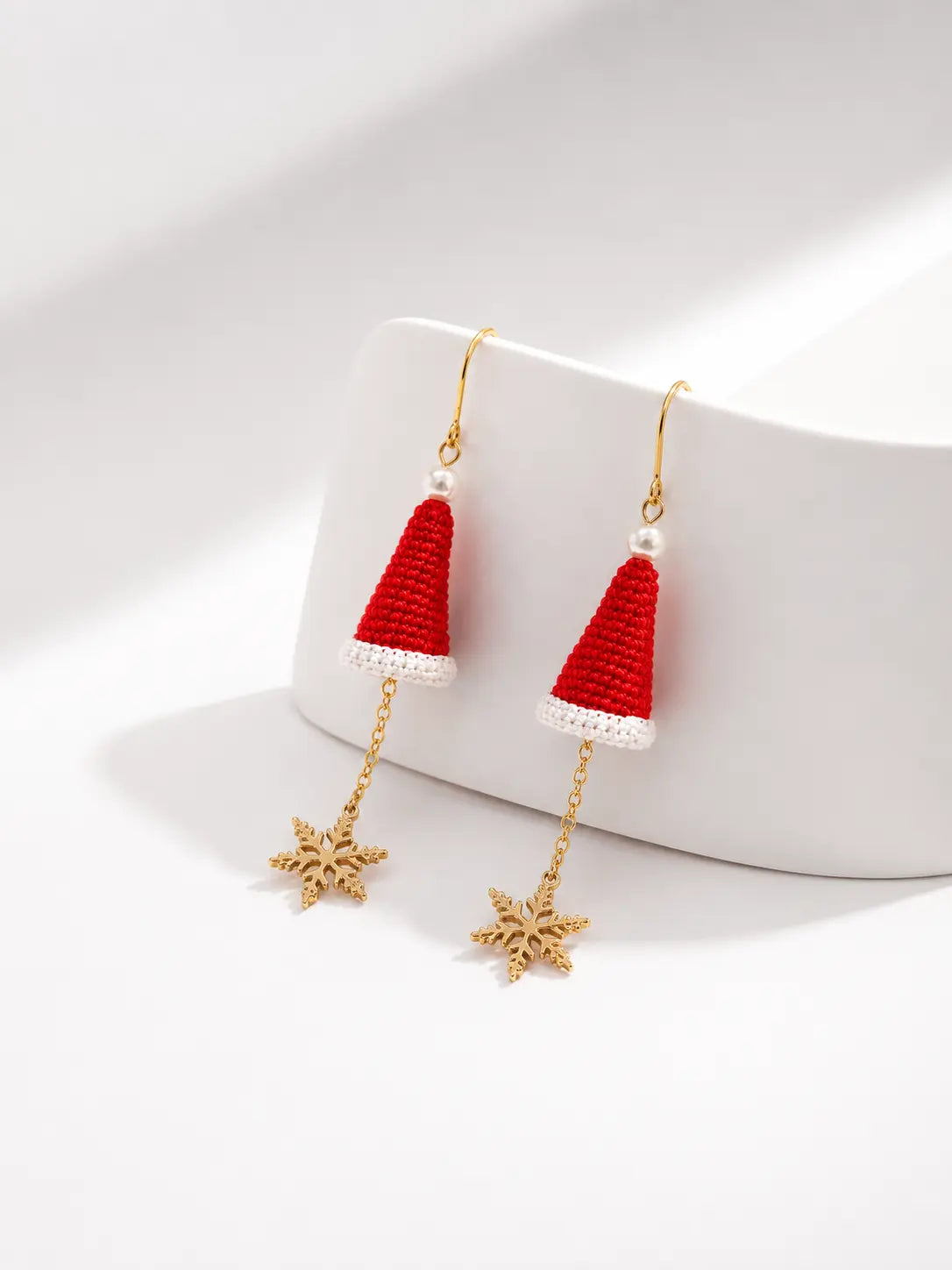 Santa Hat & Snowflake Dangle Earrings