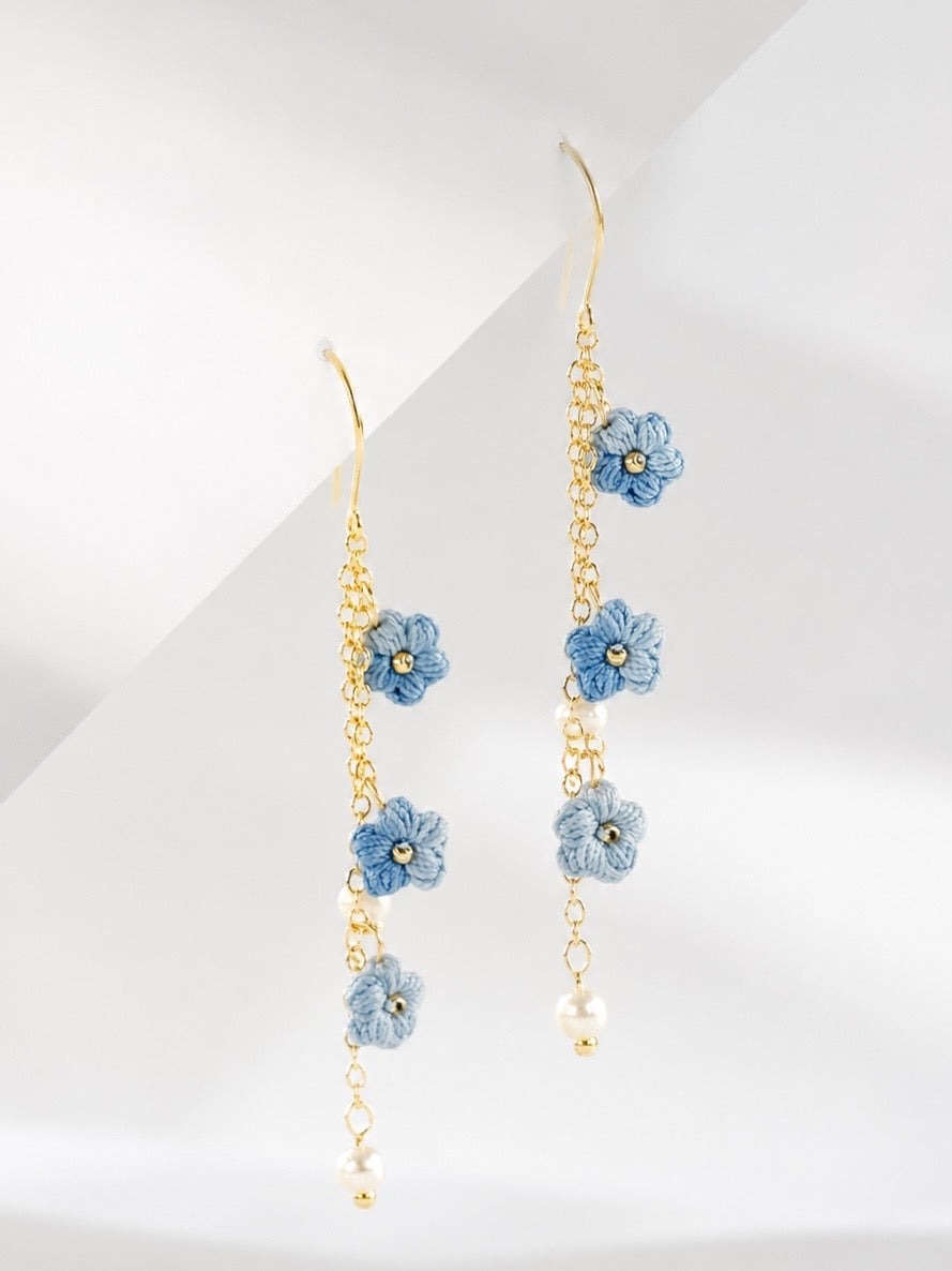 Puff Flower Drop Earrings