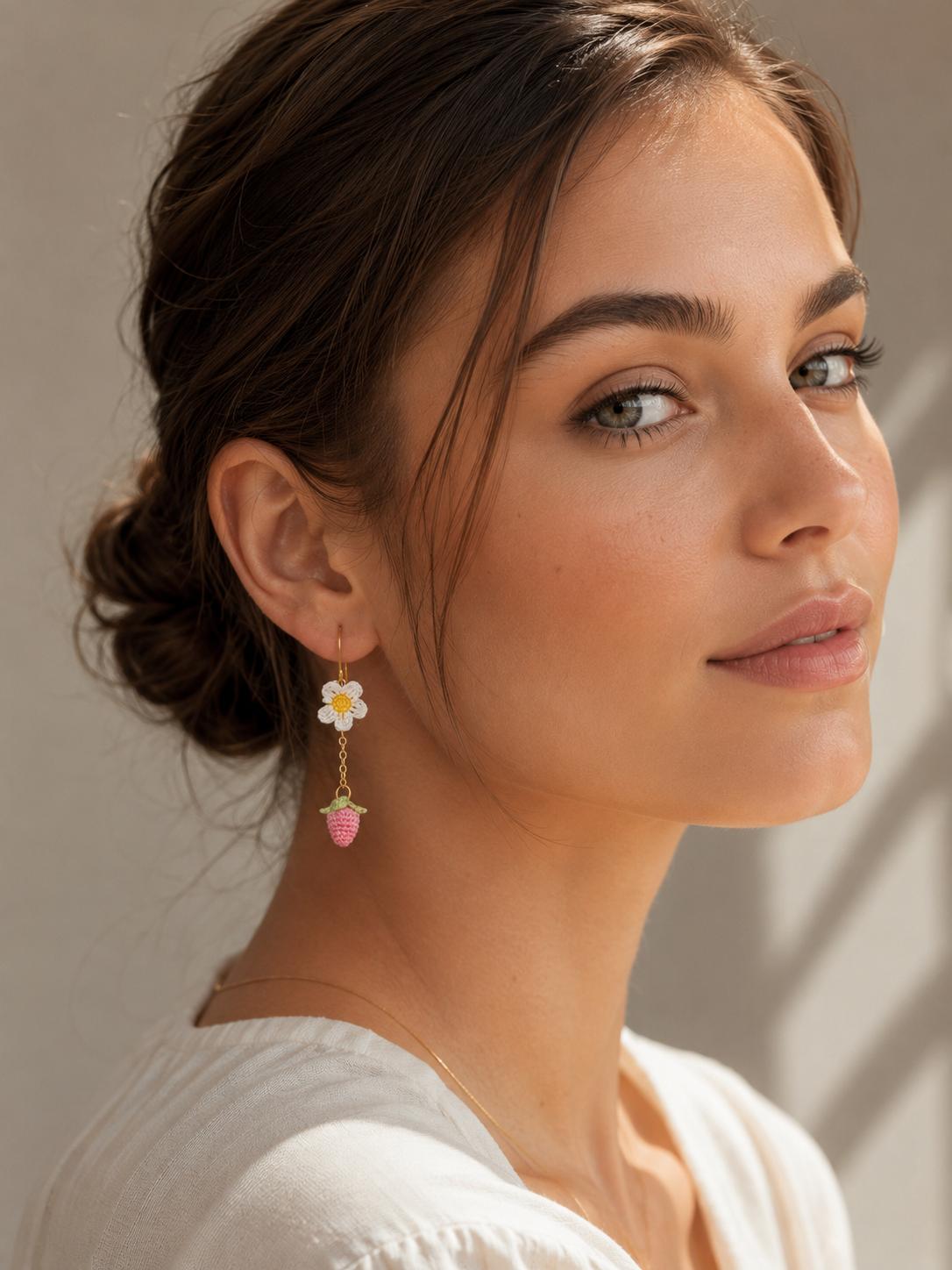 Pink Strawberry Earrings