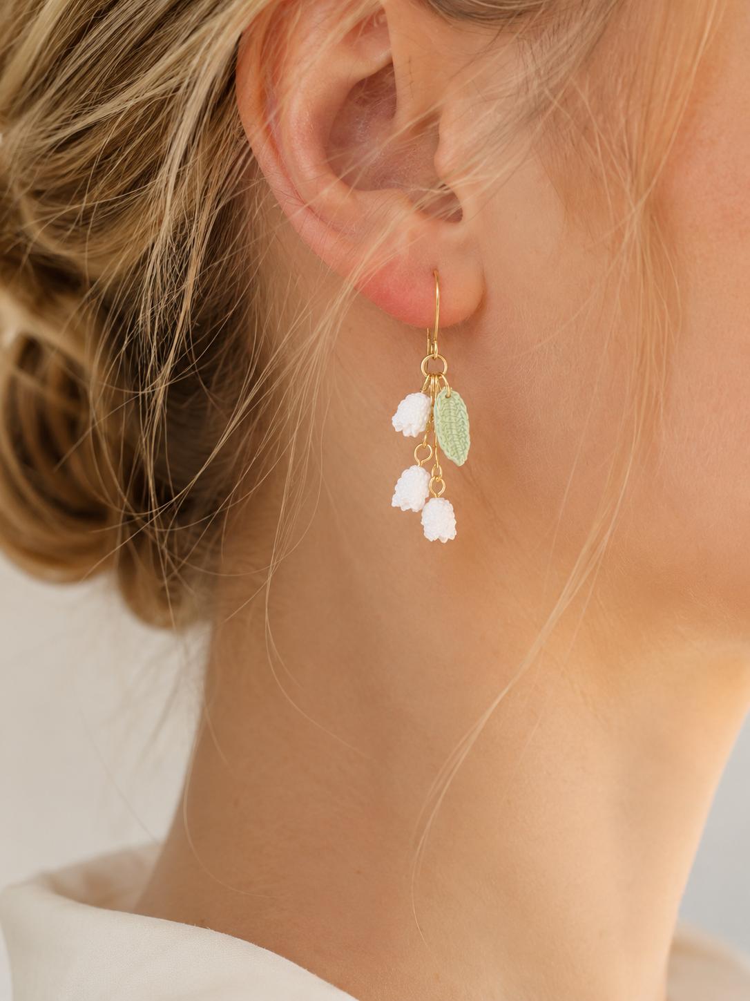 White Lily of the Valley Earrings