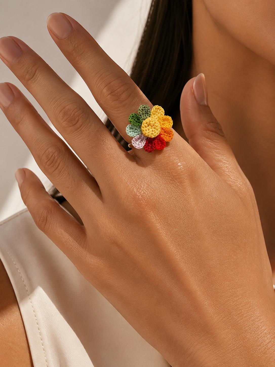 Spinning Rainbow Flower Ring