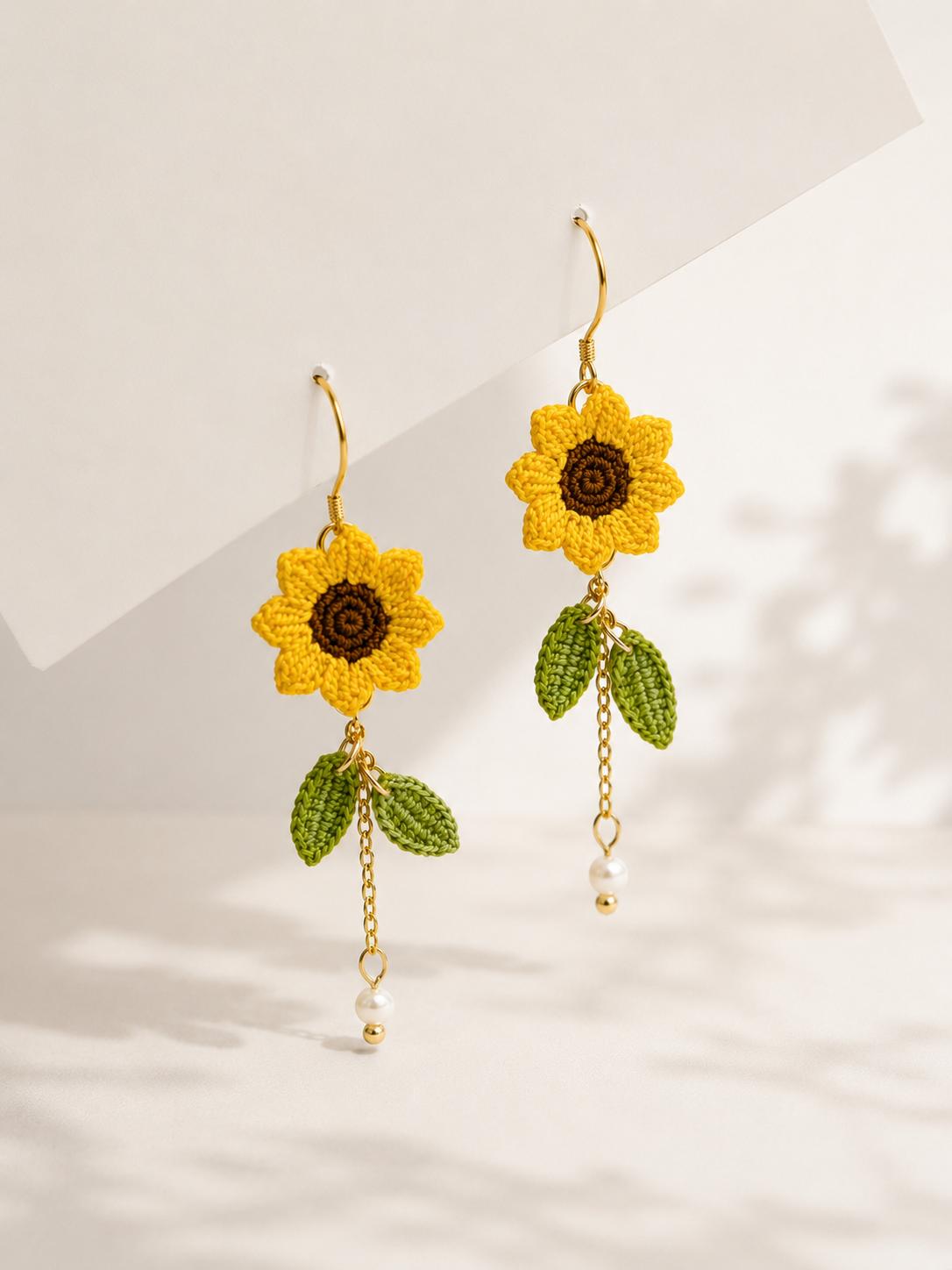 Sunflowers Micro-Crochet Earrings