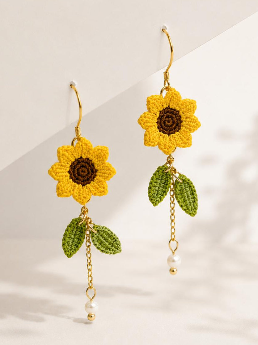 Sunflower Micro-Crochet Earrings