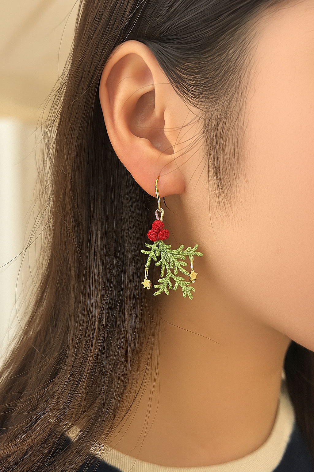 Micro Crochet Earrings | Christmas Holly