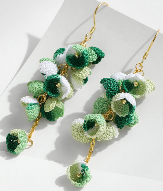 Micro Crochet Earring | Cascading Flowers