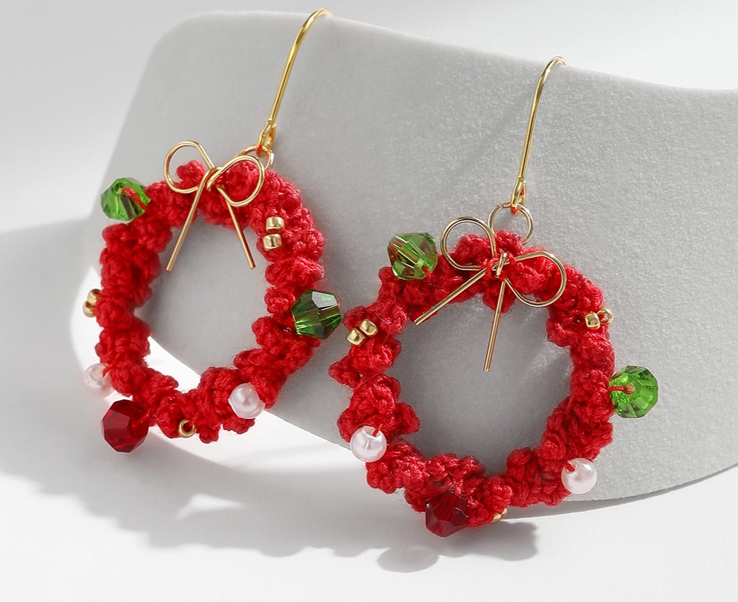 Micro Crochet Earring | Chrismas Wreaths