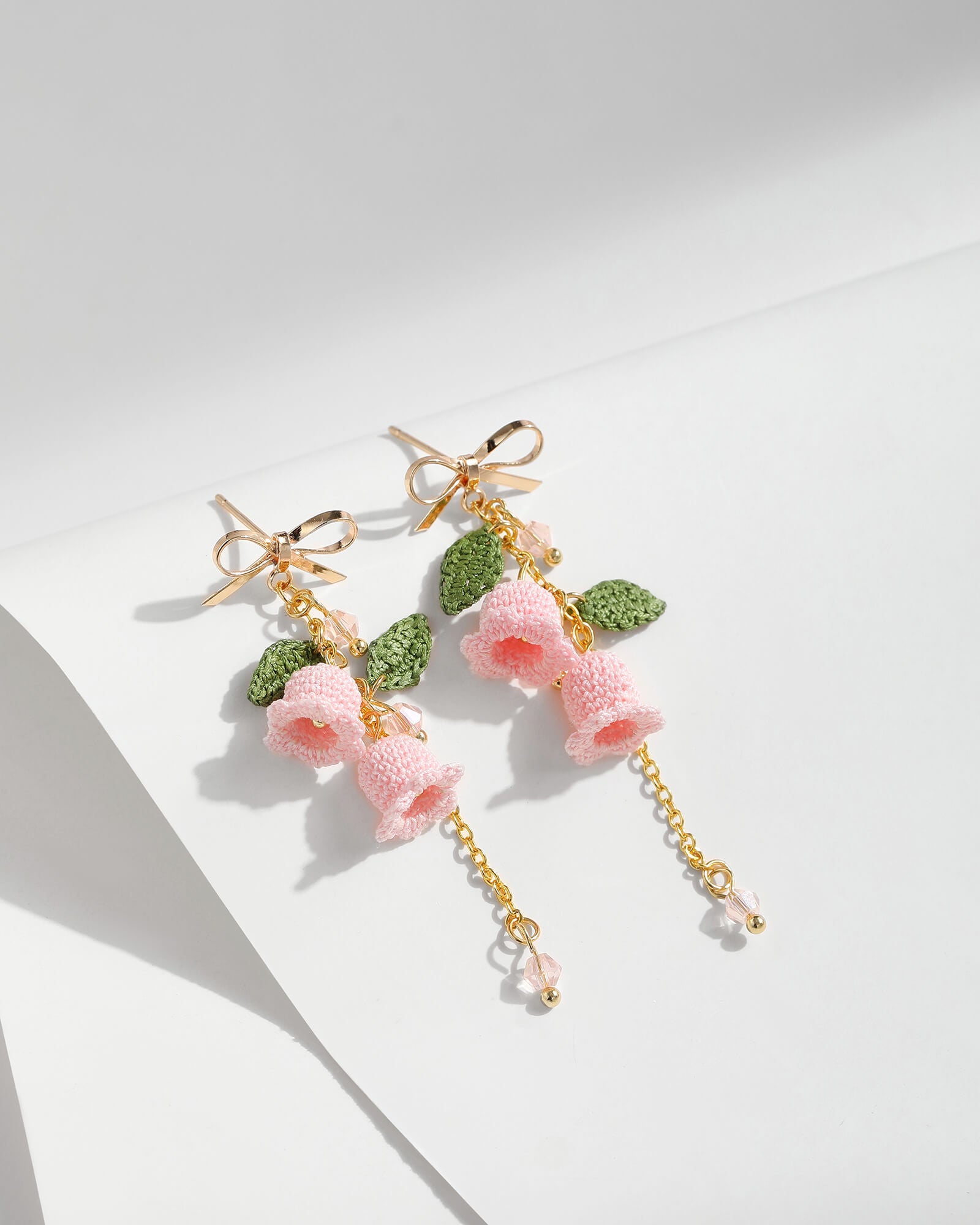 Pink Lily of the Valley Micro-Crochet Earrings