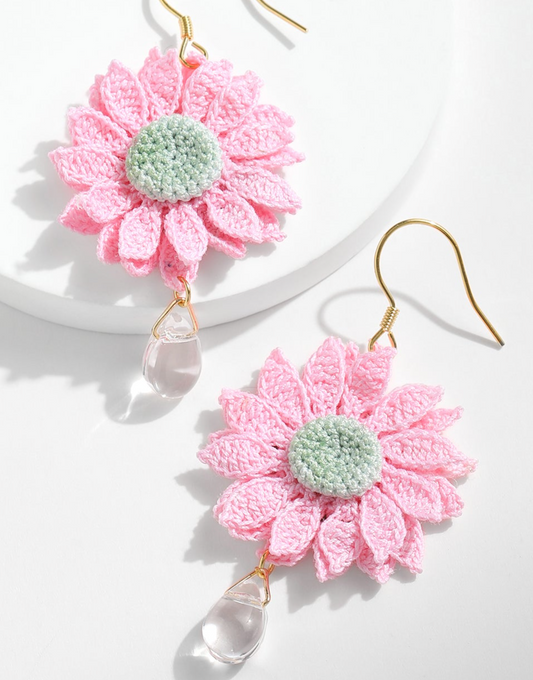 Micro Crochet Earring | Pink Gerbera Daisy