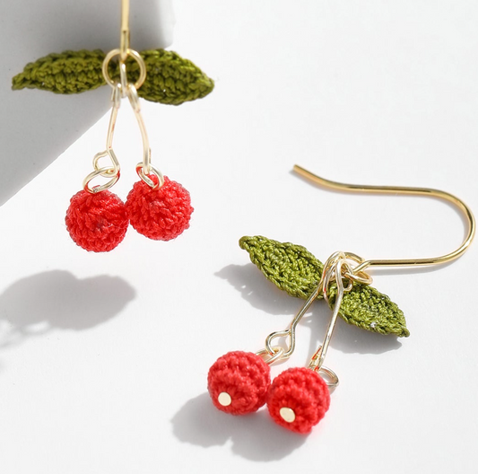 Micro Crochet Earring | Cherry