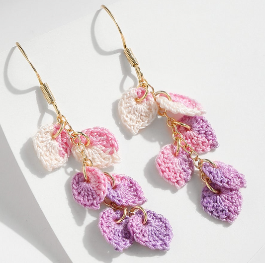 Micro  Crochet Earring | Tassel leaves