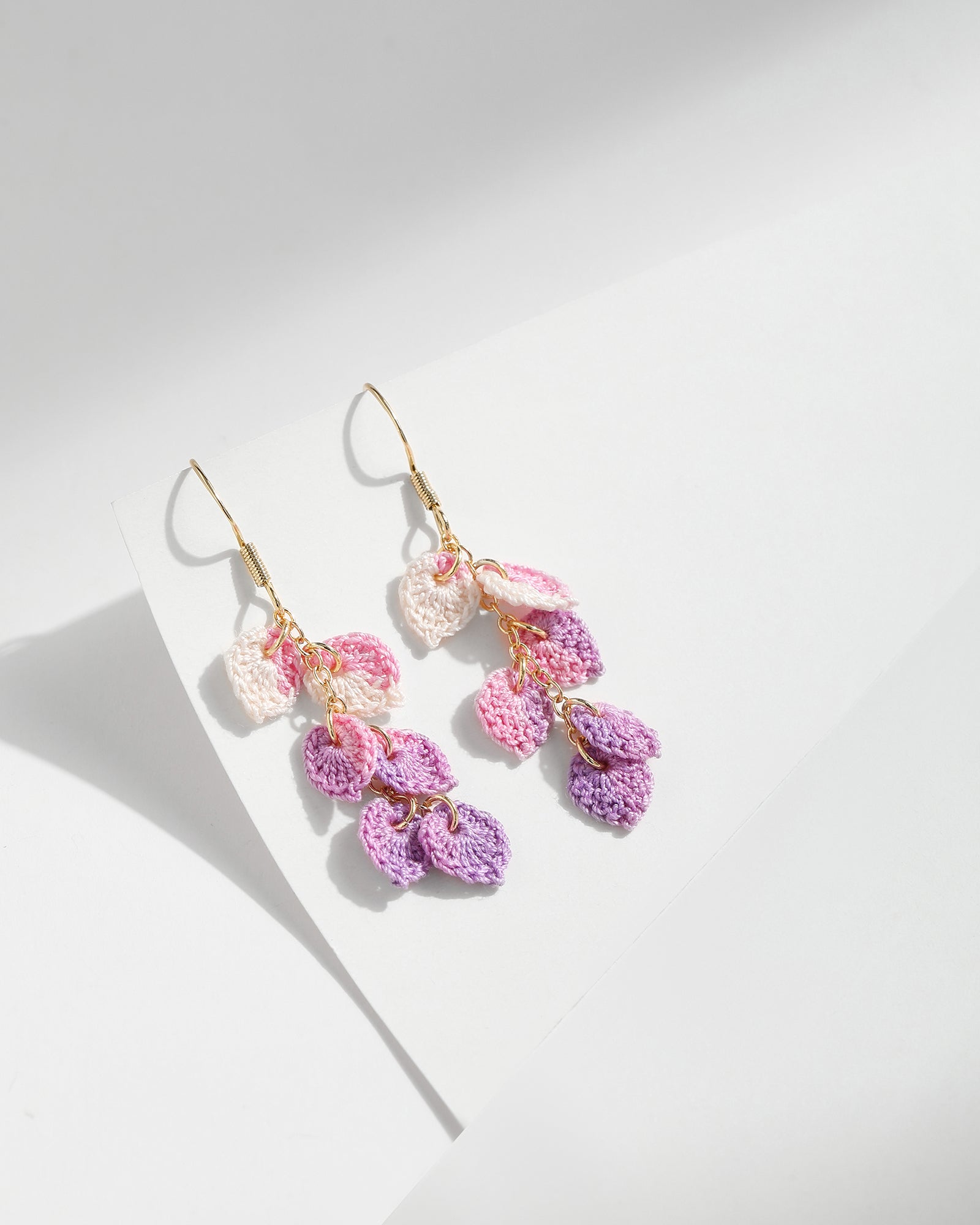 Micro  Crochet Earrings | Tassel leaves