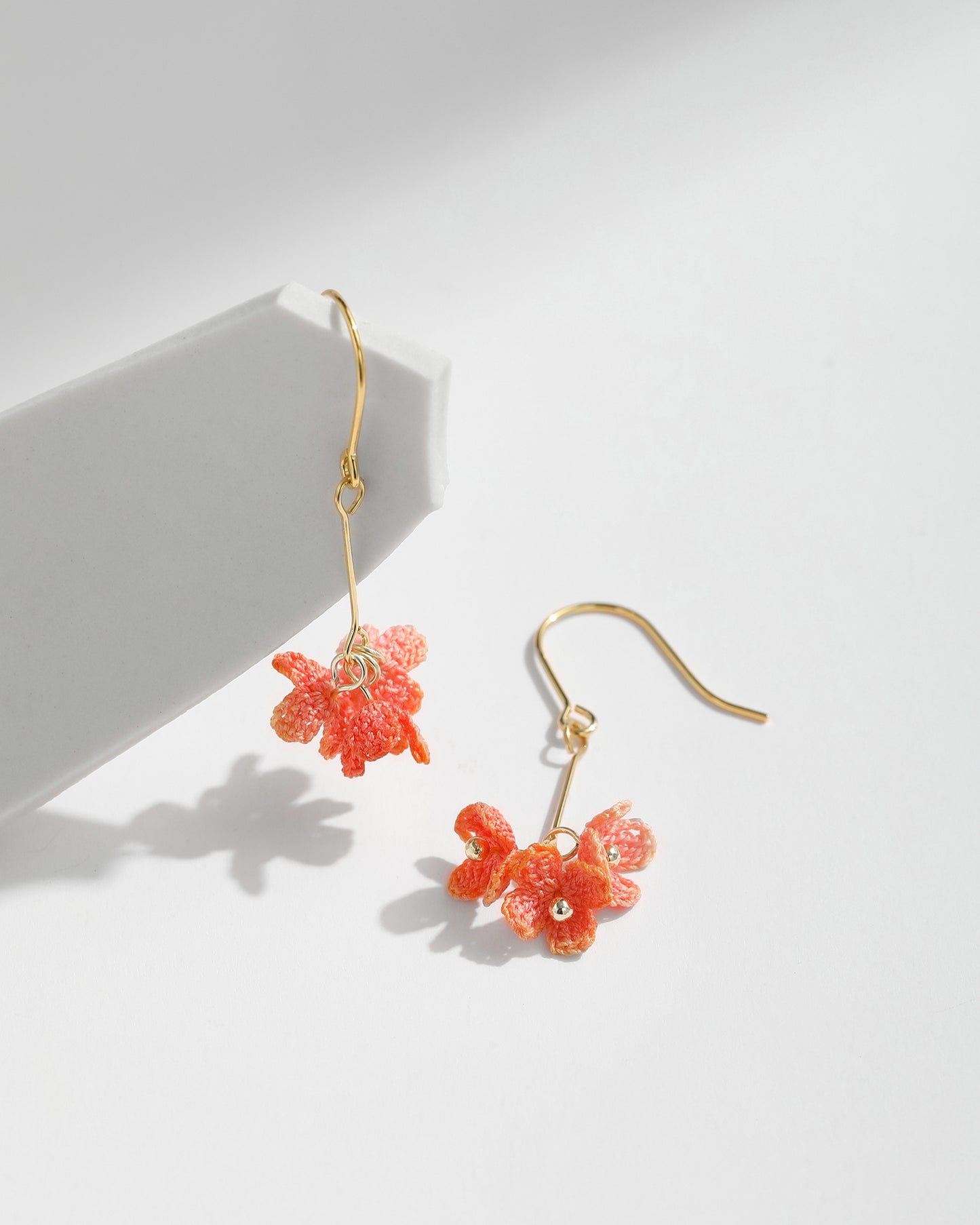 Micro Crochet Earring | Tiny orange flowers
