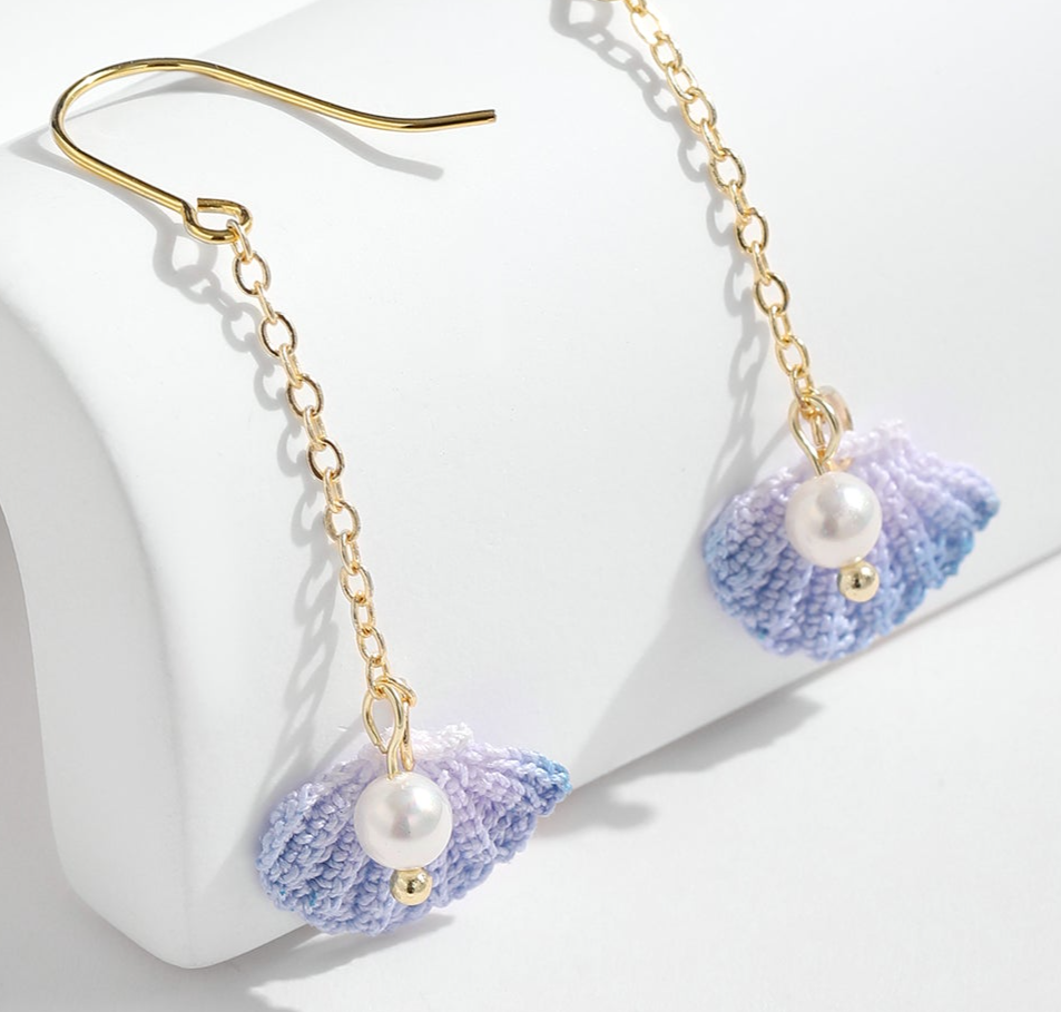 Micro Crochet Earring | Seashell and Pearl