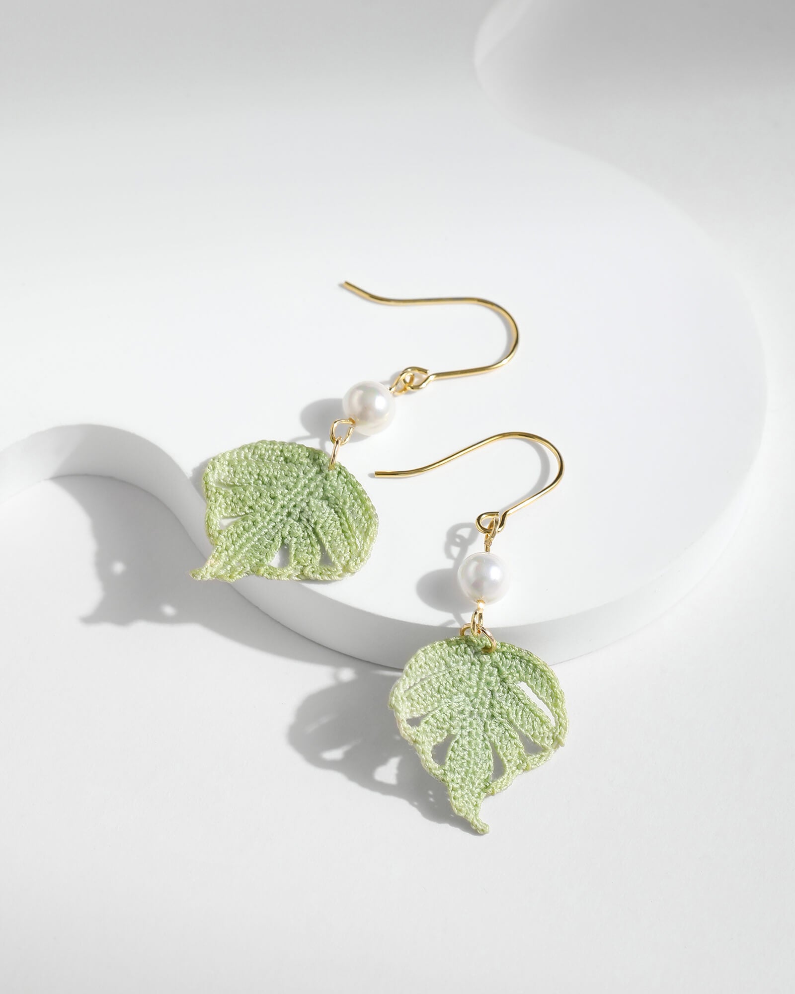 crochet monstera leaf earrings Monstera Fringe Drop Micro-Crochet Earrings – LE.E Crochet