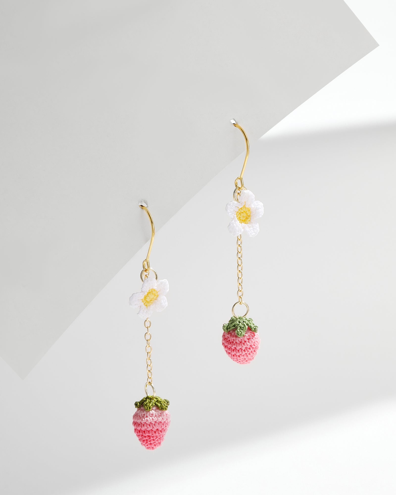 Micro Crochet Earrings |  Pink Strawberry