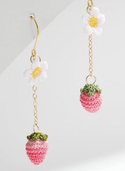 Micro Crochet Earring |  Pink Strawberry