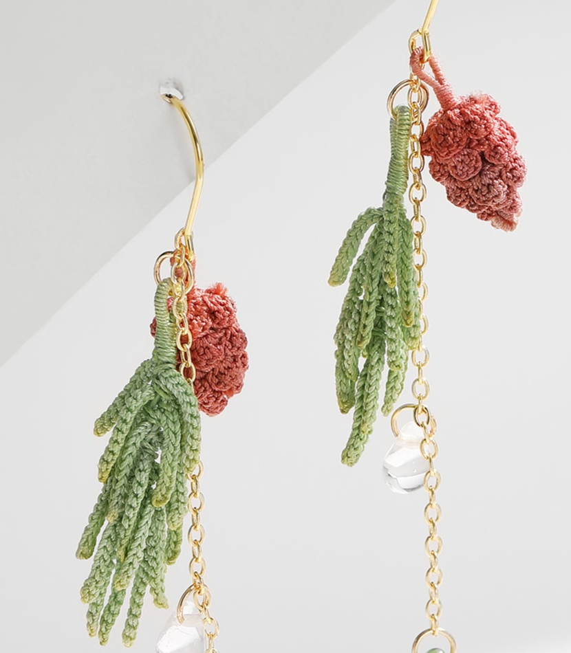 Micro Crochet Earring | Pine cone