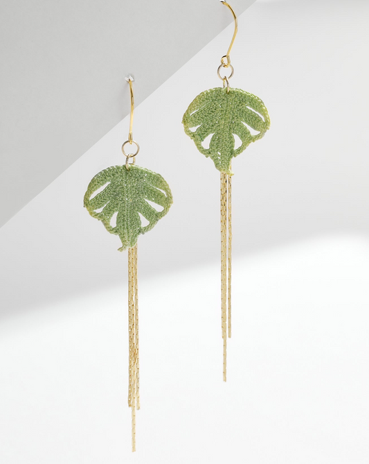 Micro Crochet Earring | Monstera