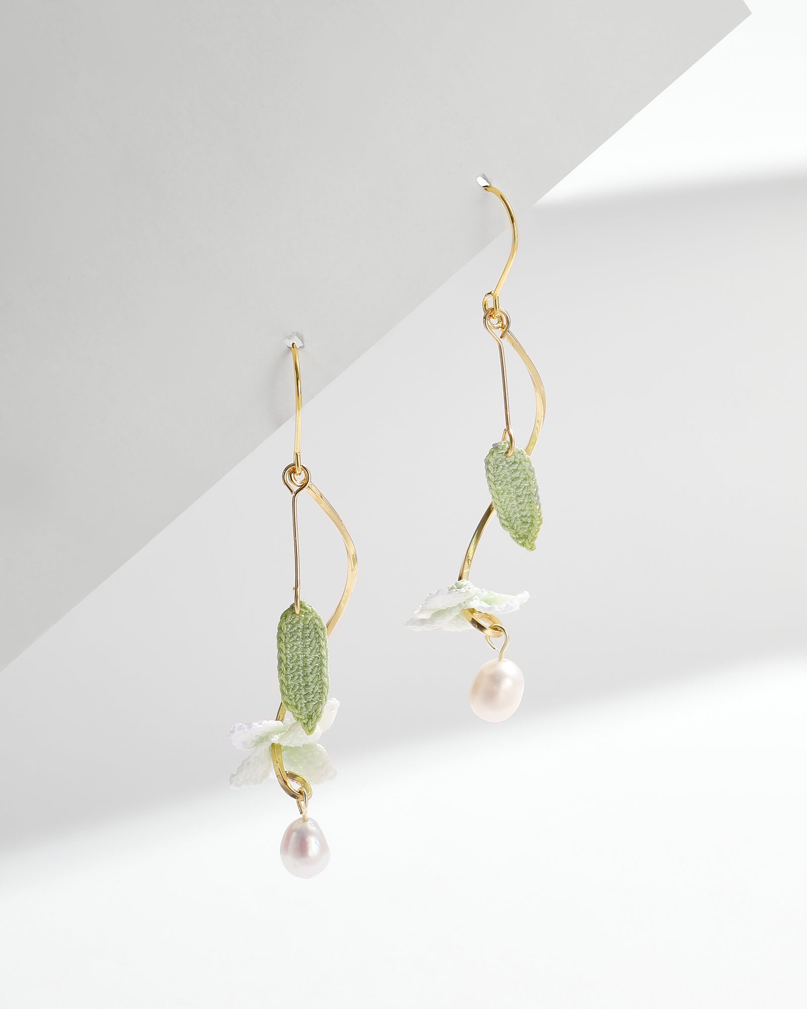 Micro Crochet Earrings | Lily with Pearl Spiral Drop