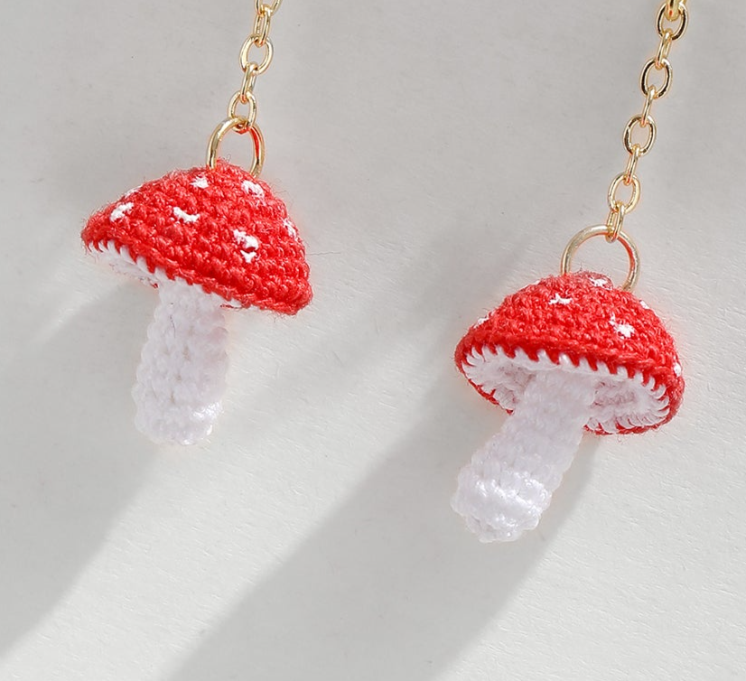 Micro Crochet Earrings | Mushroom