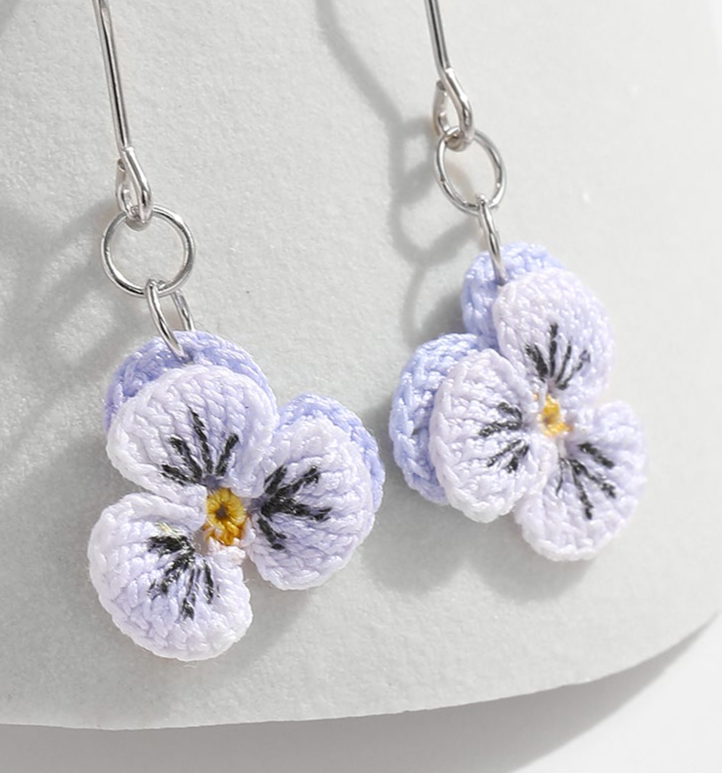 Micro Crochet Earring |  Pansy