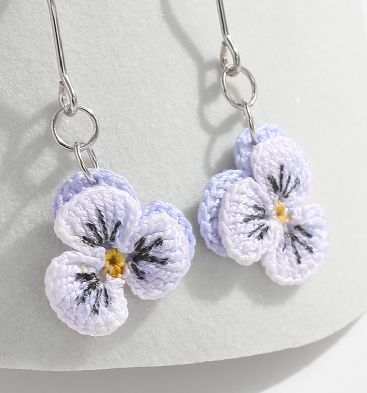 Micro Crochet Earrings |  Pansy