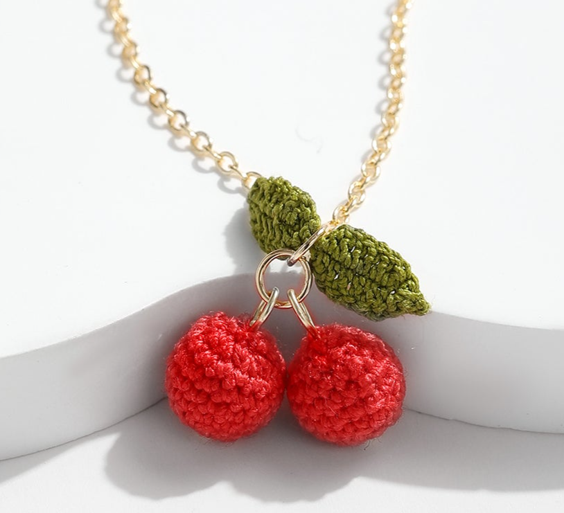 Micro Crochet Necklace  | Cherry