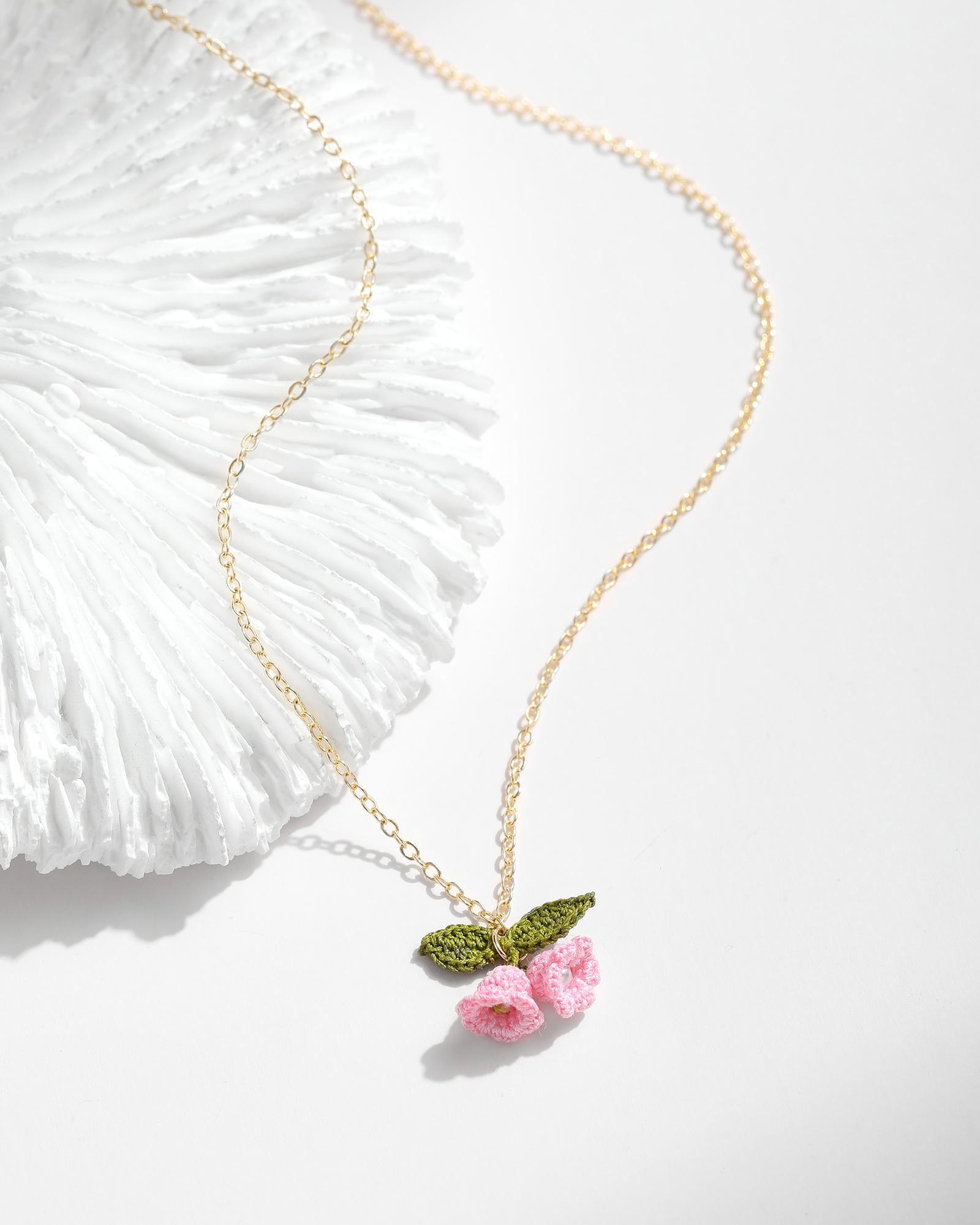 Pink Lily of the valley Necklace