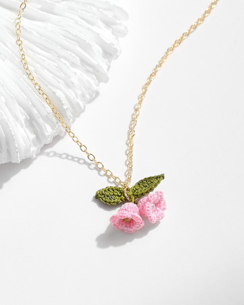 Pink Lily of the valley Necklace